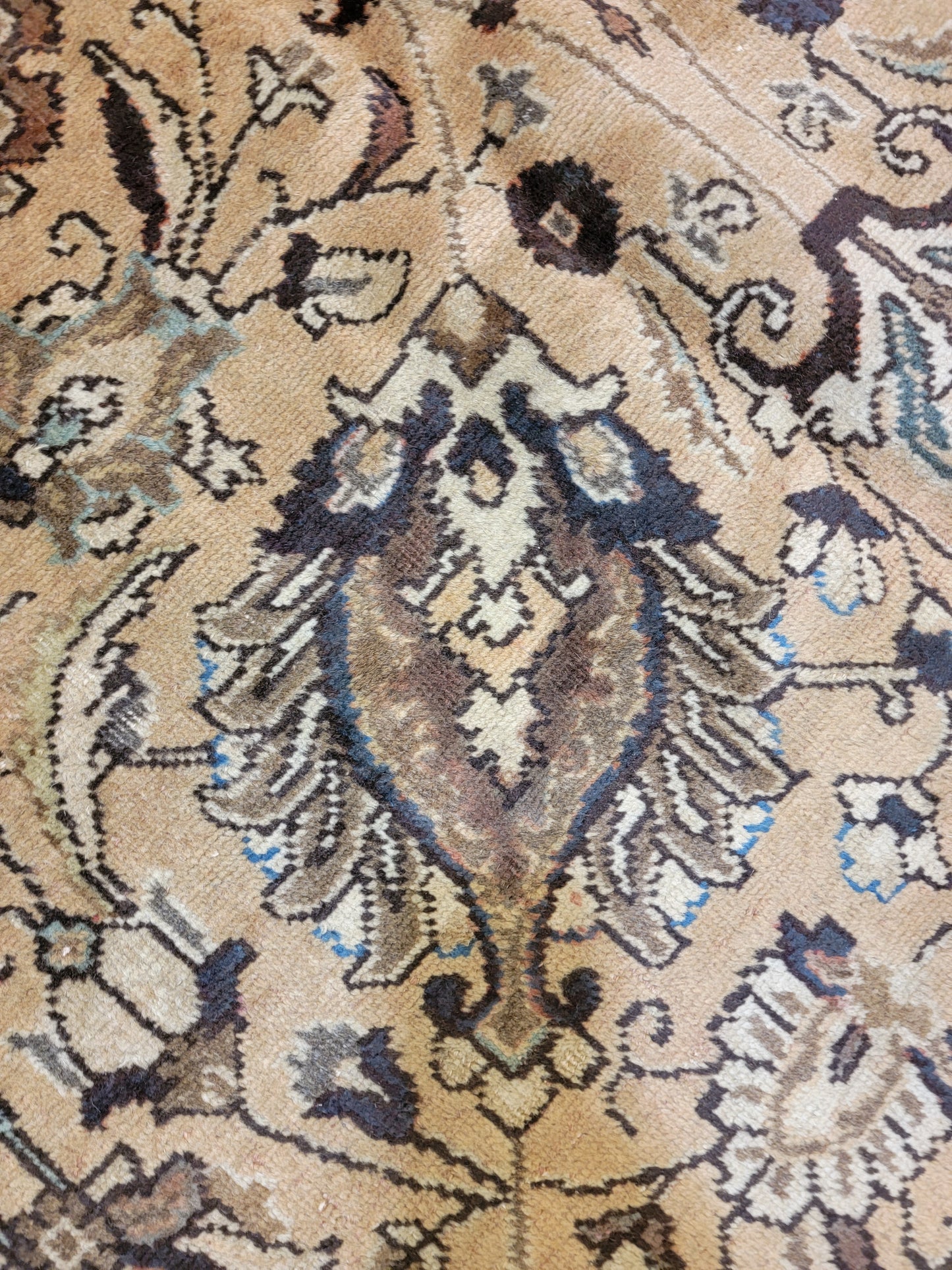 Antique Hand-Knotted Wool Area Rug Square Tabriz 12'10" x 13'2"
