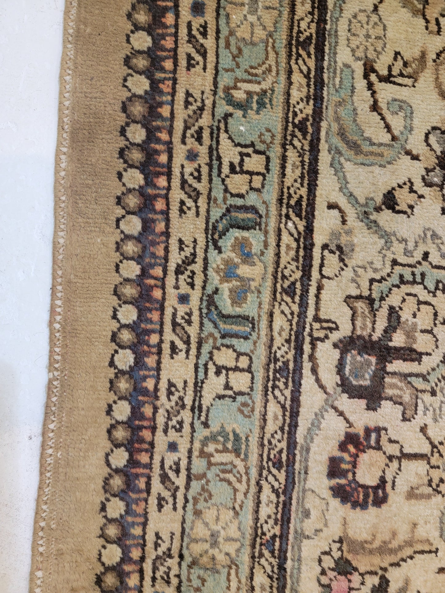 Antique Hand-Knotted Wool Area Rug Square Tabriz 12'10" x 13'2"