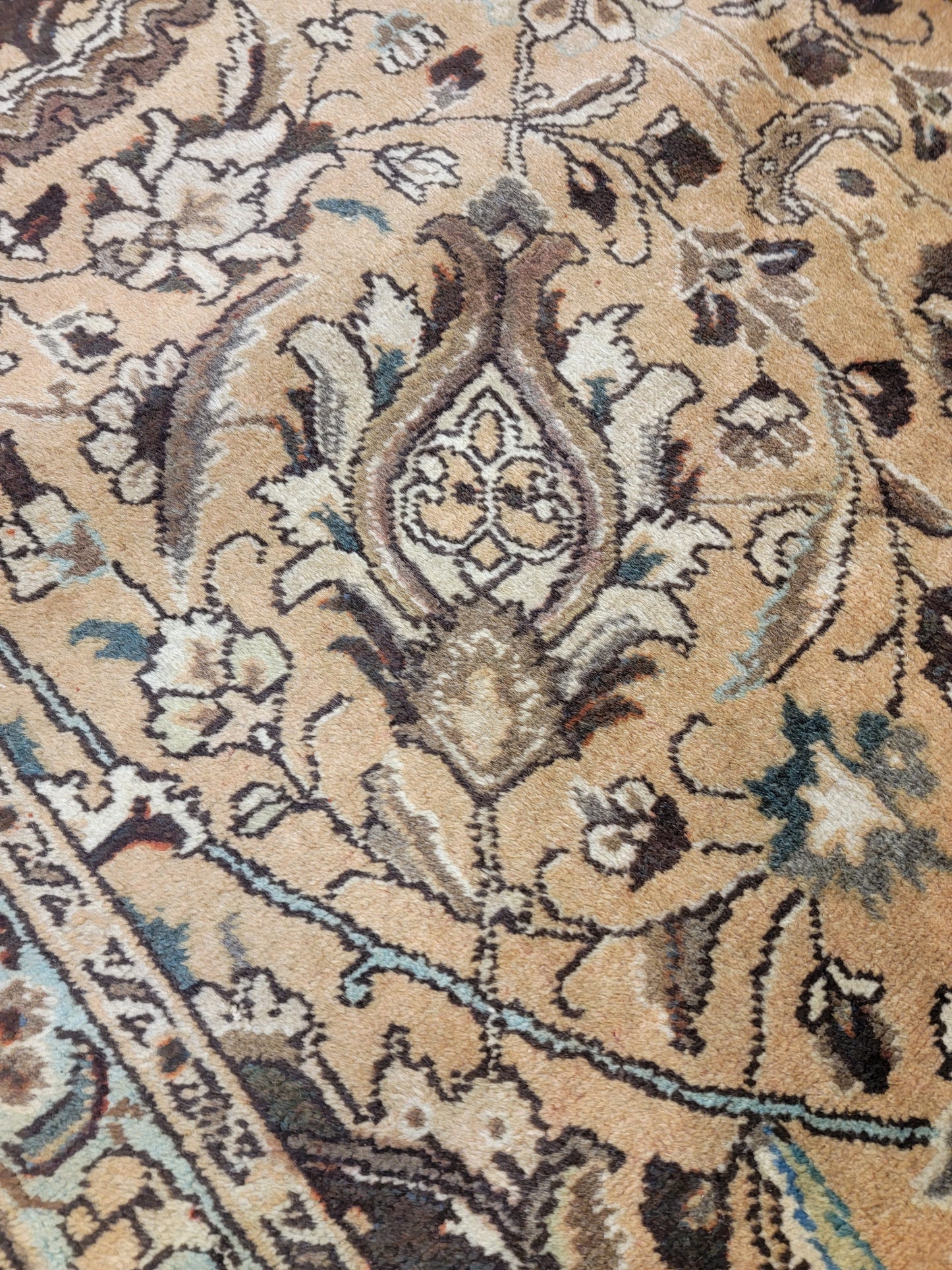 Antique Hand-Knotted Wool Area Rug Square Tabriz 12'10" x 13'2"