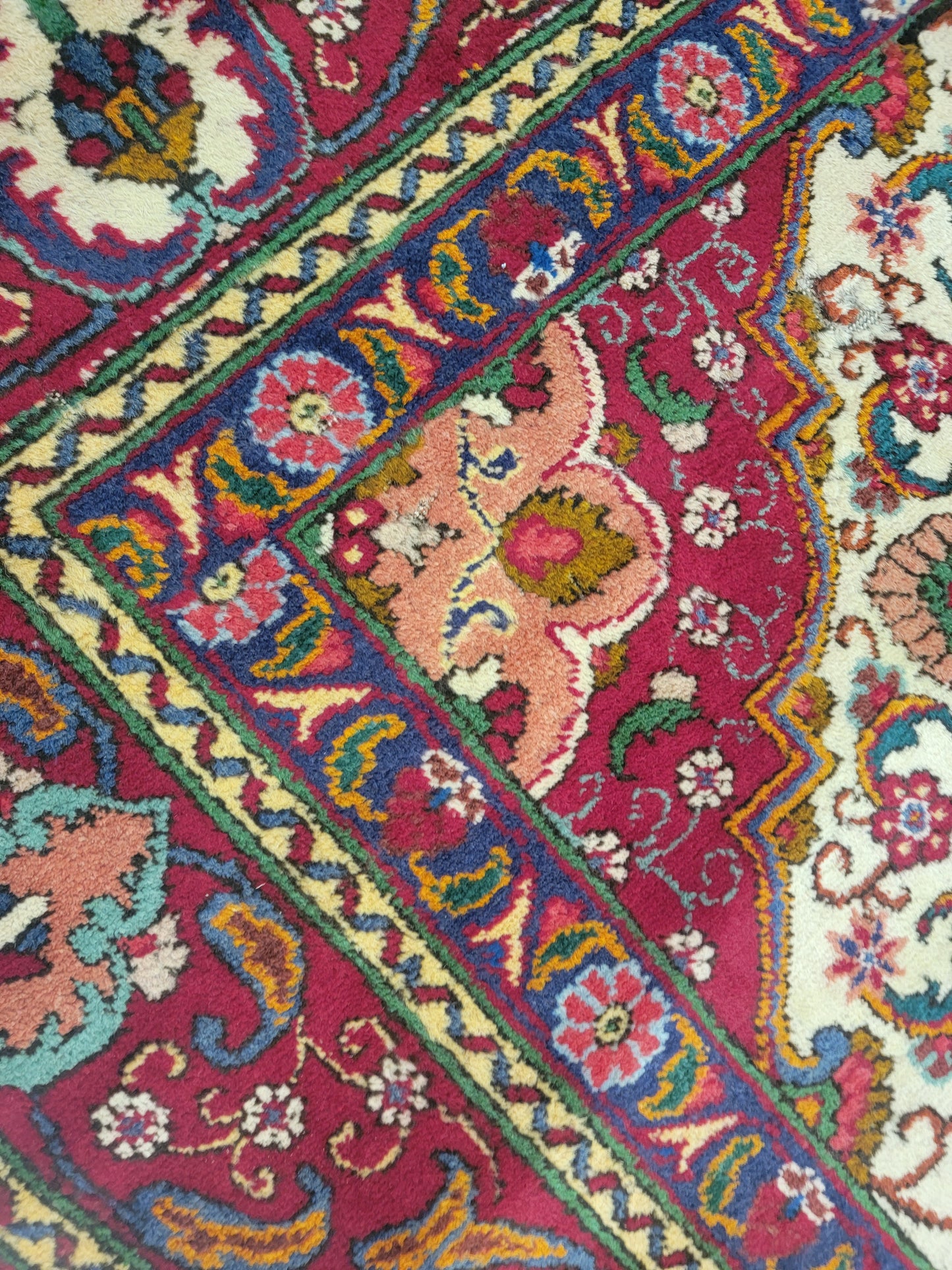 Antique Hand-Knotted Wool Area Rug Tabriz 9'3" x 12'6"