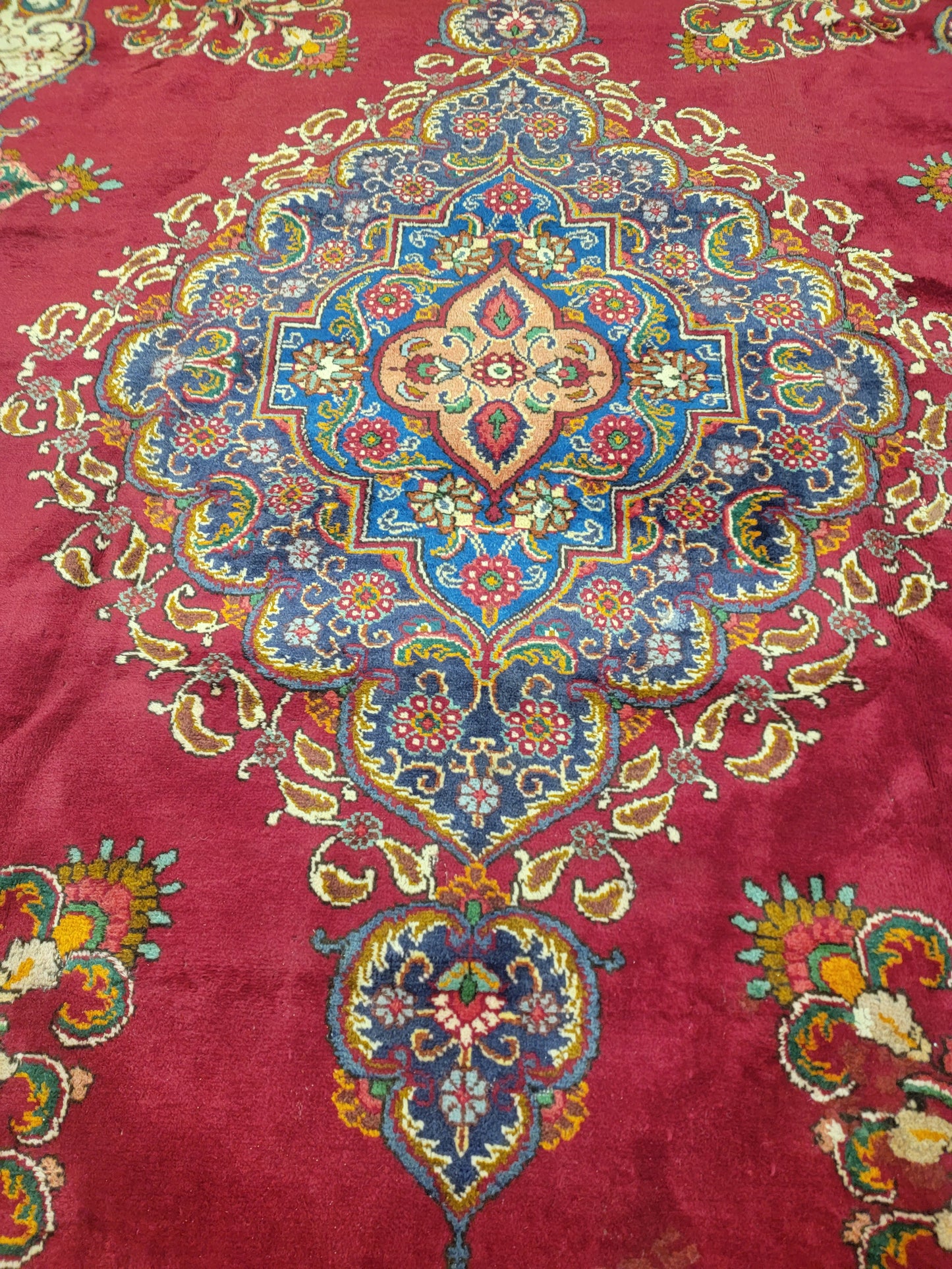 Antique Hand-Knotted Wool Area Rug Tabriz 9'3" x 12'6"