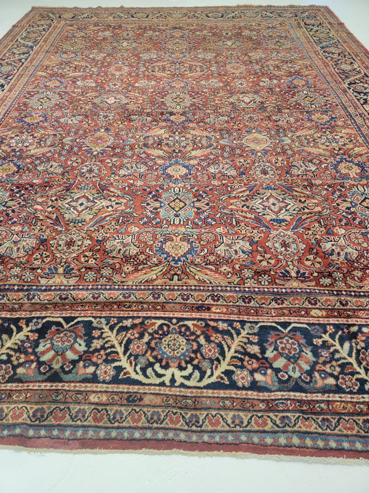 Antique Hand-Knotted Wool Area Rug Mahal 12' x 16'