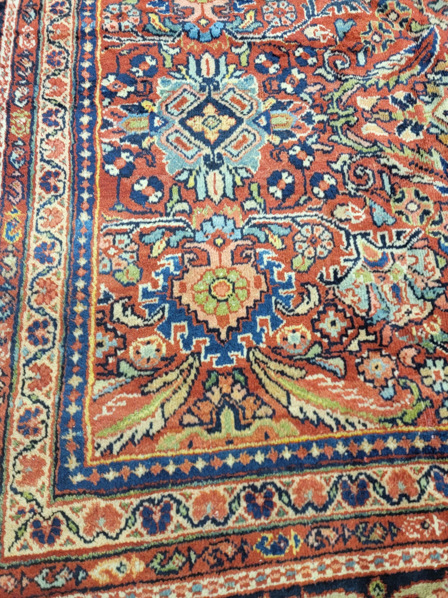 Antique Hand-Knotted Wool Area Rug Mahal 12' x 16'