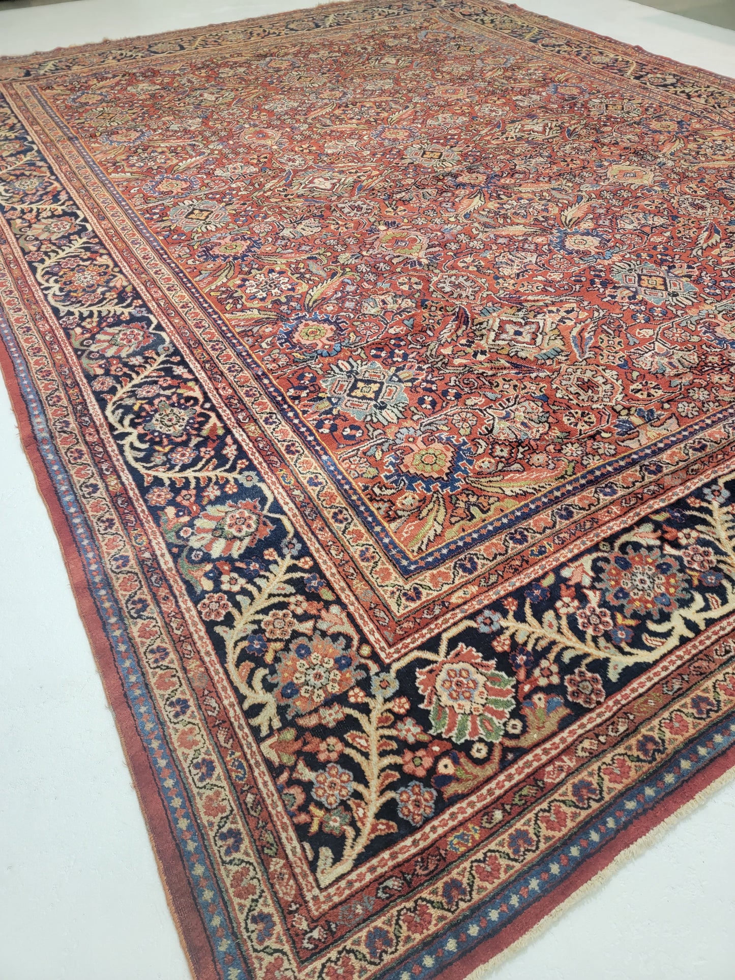 Antique Hand-Knotted Wool Area Rug Mahal 12' x 16'