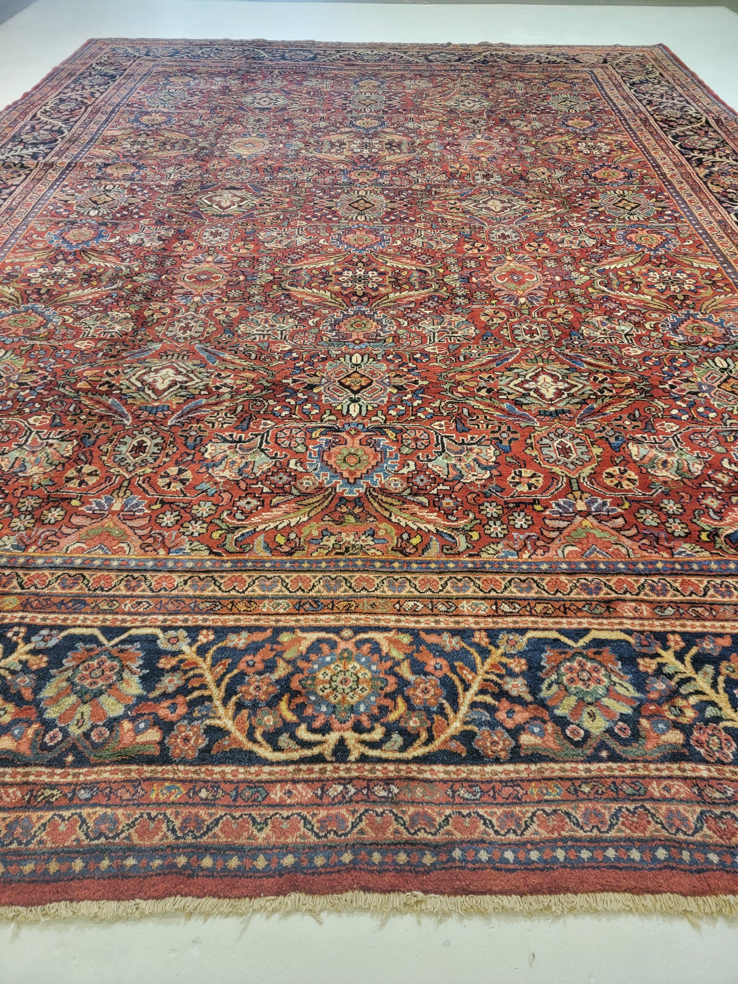 Antique Hand-Knotted Wool Area Rug Mahal 12' x 16'