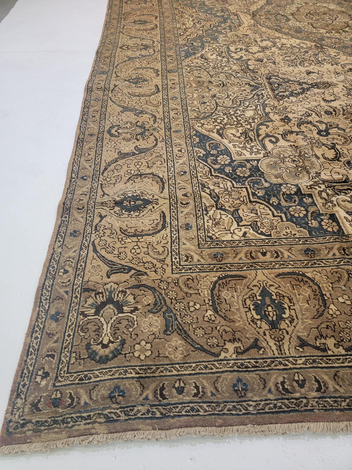 Antique Hand-Knotted Wool Area Rug Tabriz 12' x 19'6"