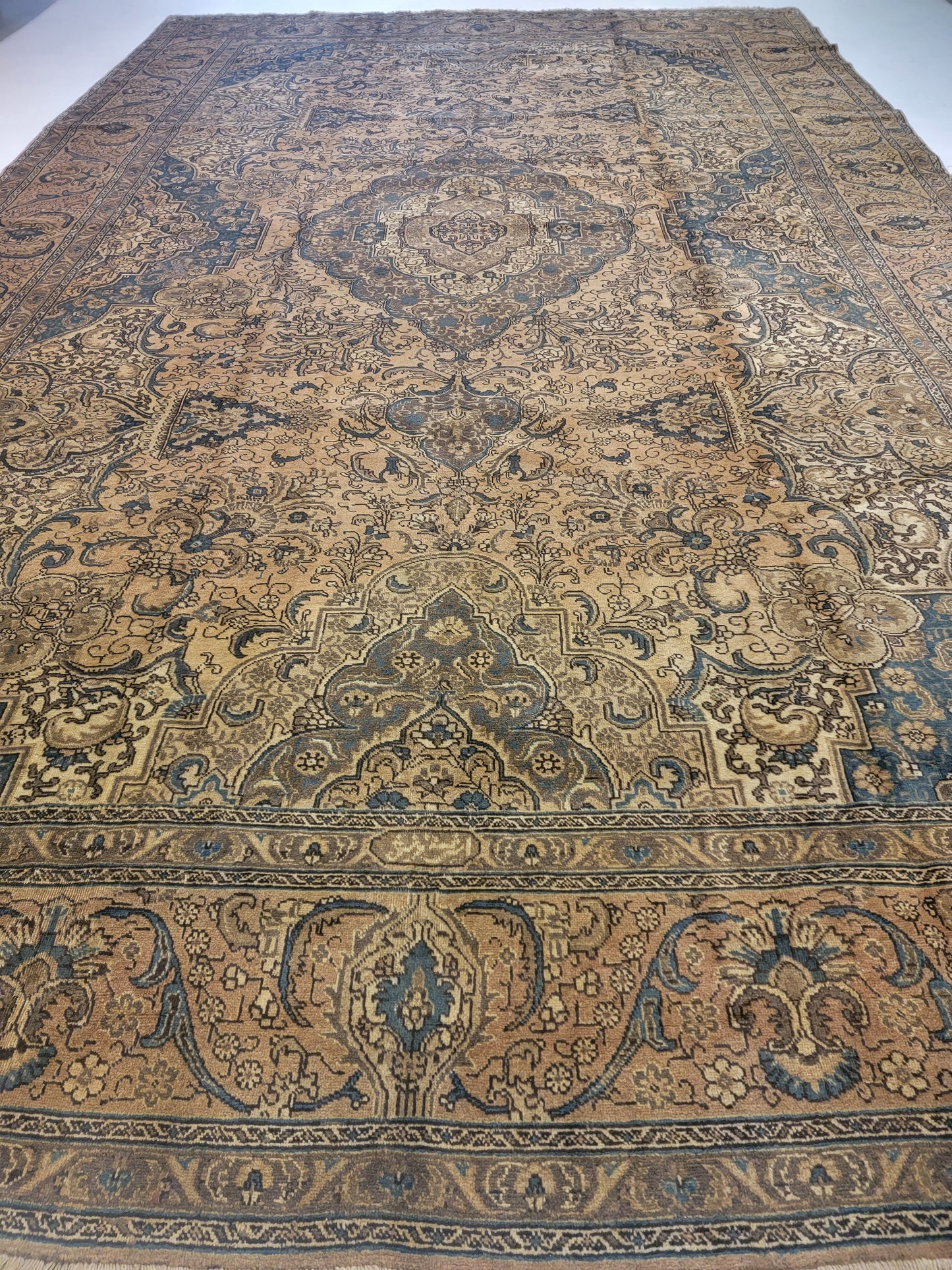 Antique Hand-Knotted Wool Area Rug Tabriz 12' x 19'6"