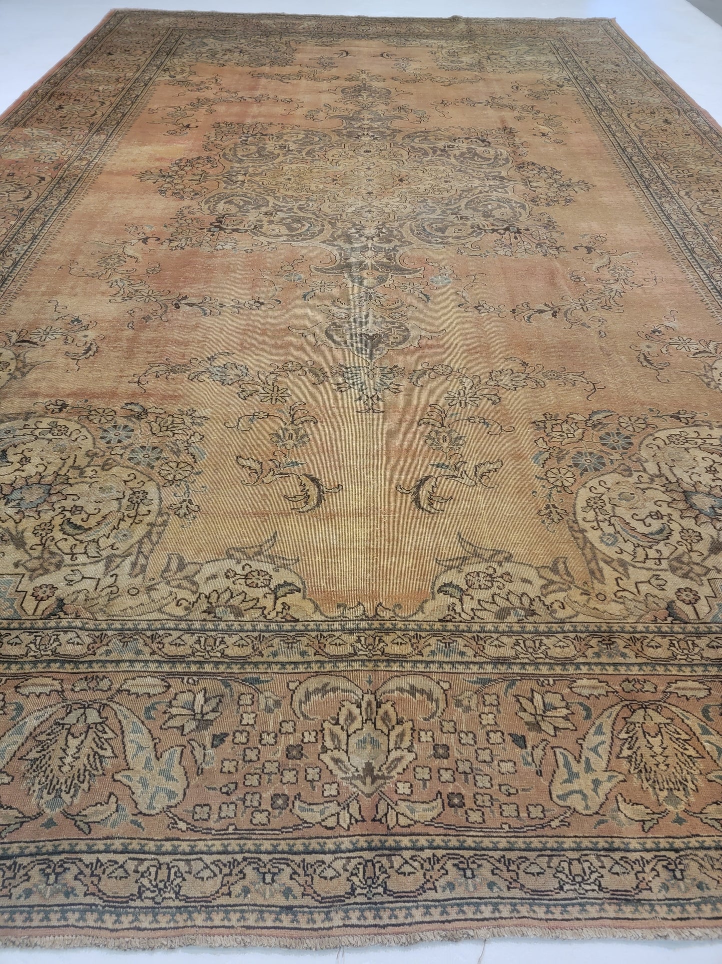 Antique Hand-Knotted Wool Area Rug Tabriz 12'2" x 18'3"