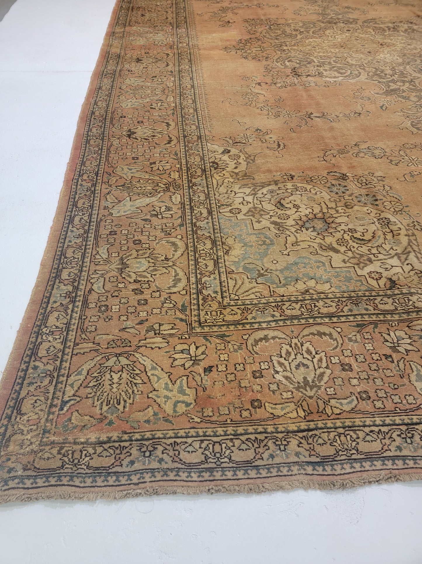 Antique Hand-Knotted Wool Area Rug Tabriz 12'2" x 18'3"