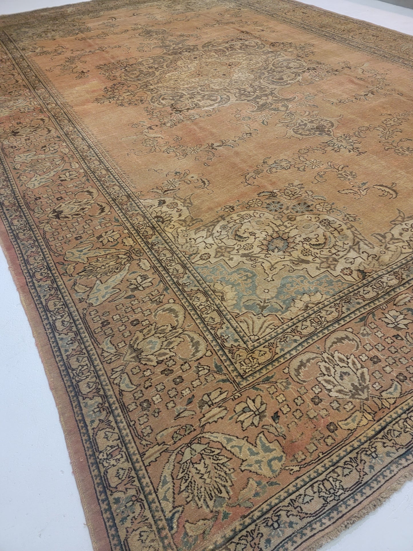 Antique Hand-Knotted Wool Area Rug Tabriz 12'2" x 18'3"
