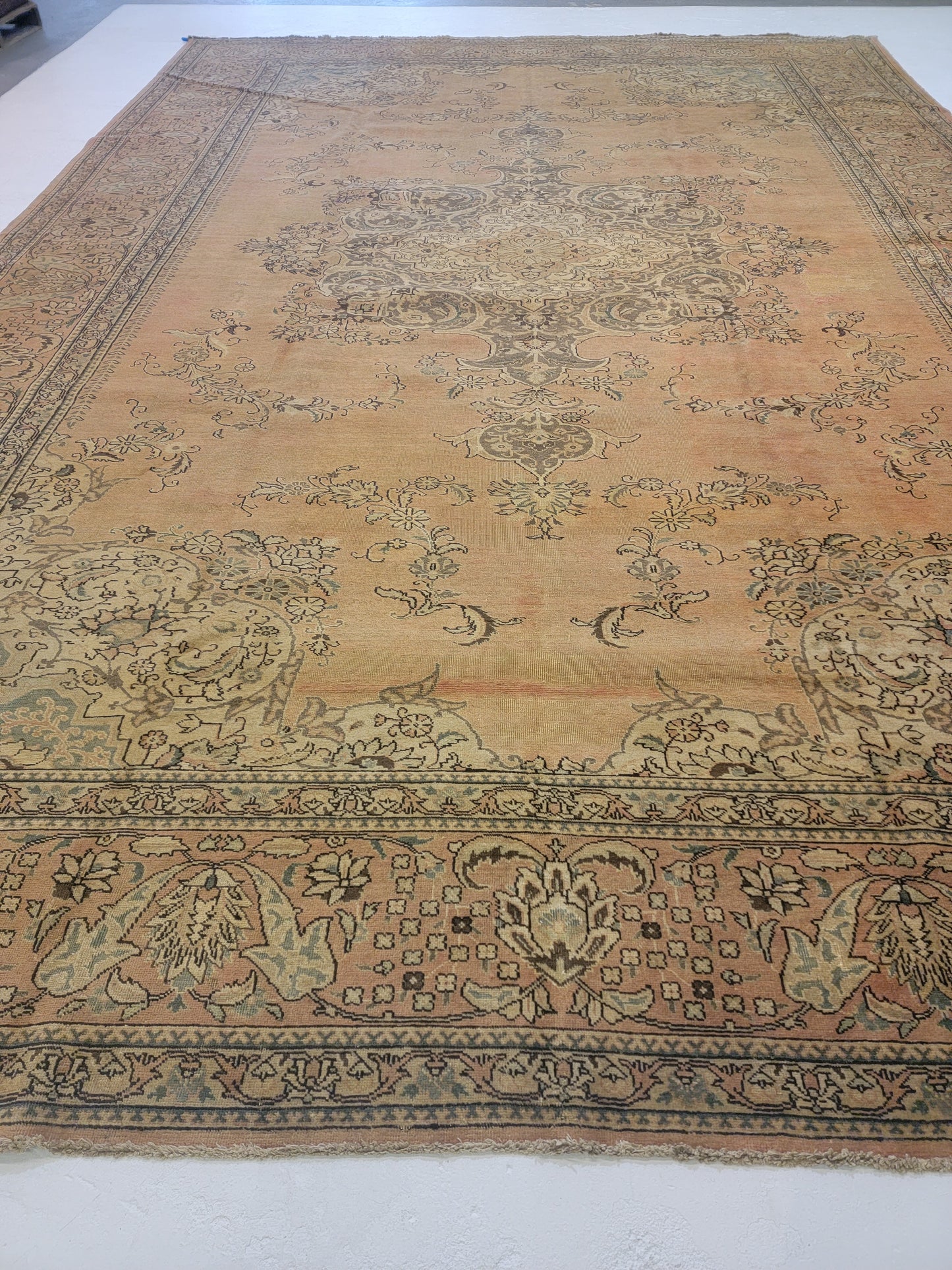 Antique Hand-Knotted Wool Area Rug Tabriz 12'2" x 18'3"
