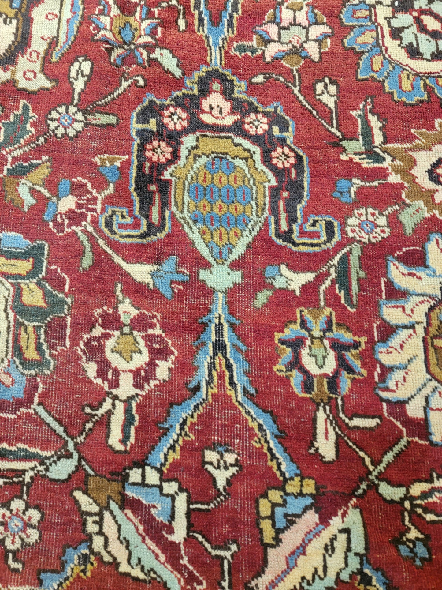 Antique Hand-Knotted Wool Area Rug Tabriz 12'2" x 14'2"