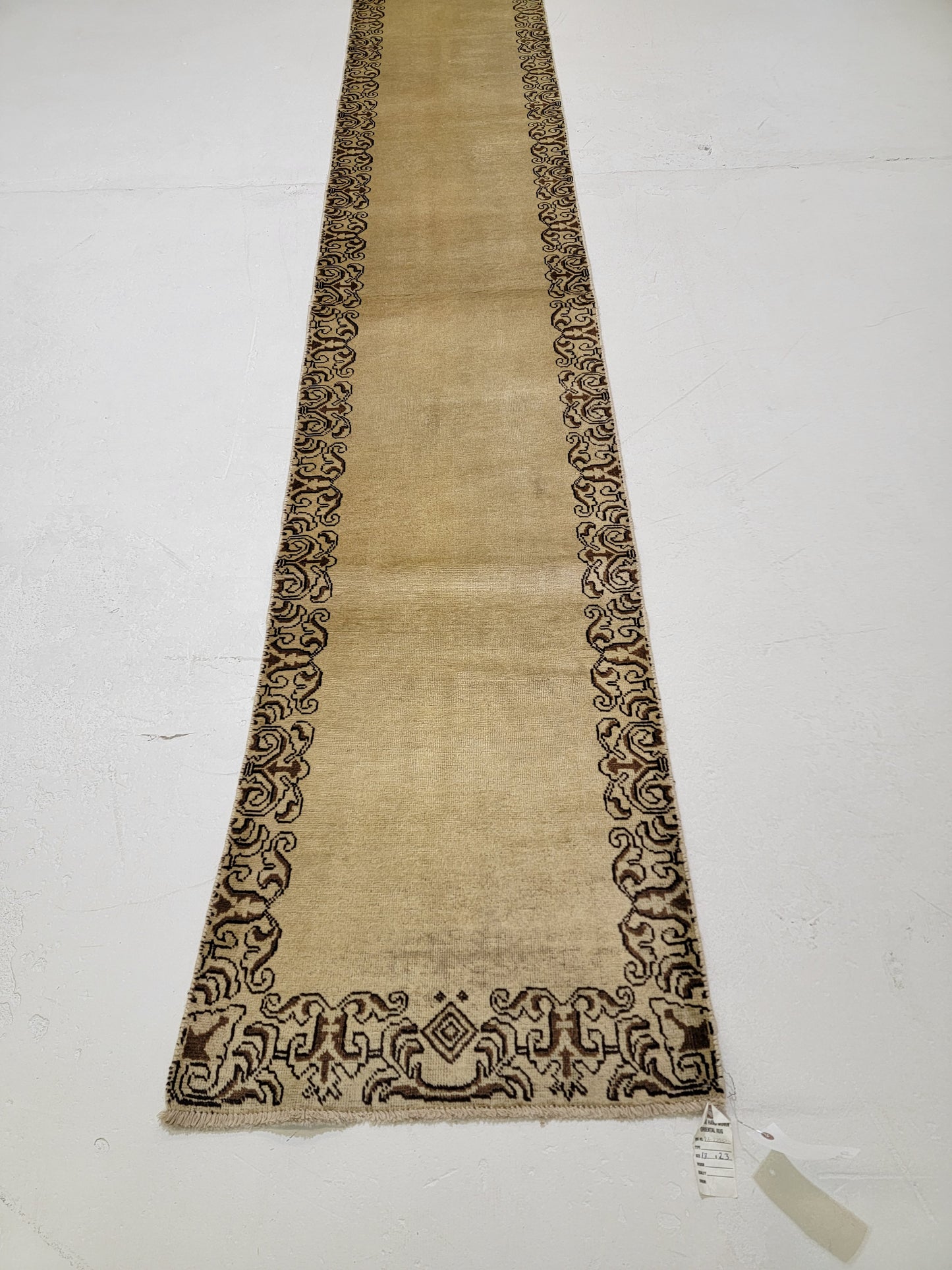 Antique Hand-Knotted Wool Runner Tabriz 3' x 23'