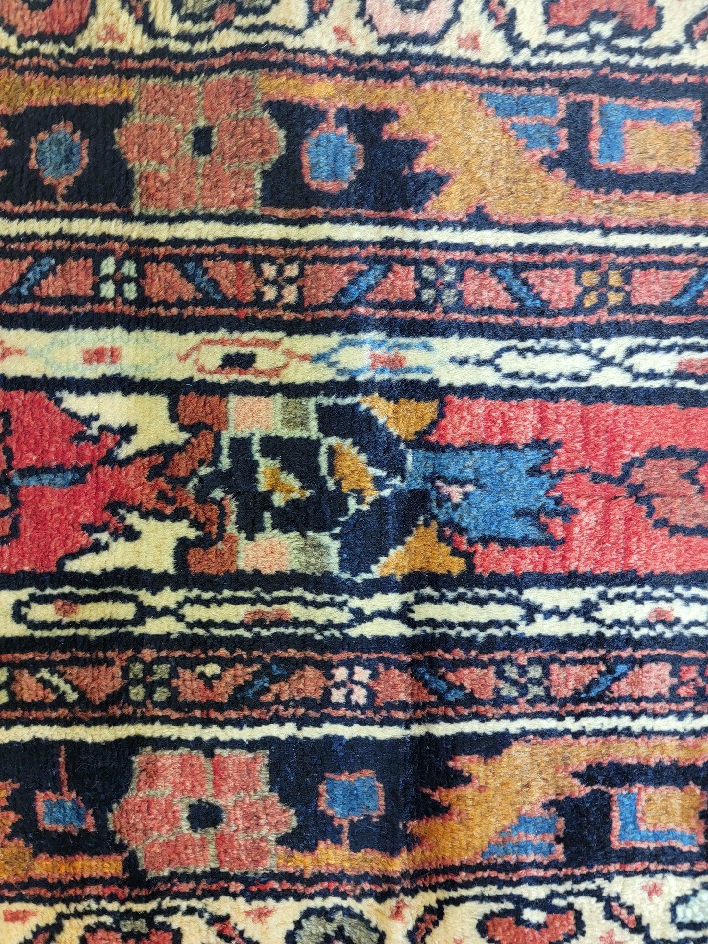 Antique Hand-Knotted Wool Runner Mashad 1'9" x 9'9"