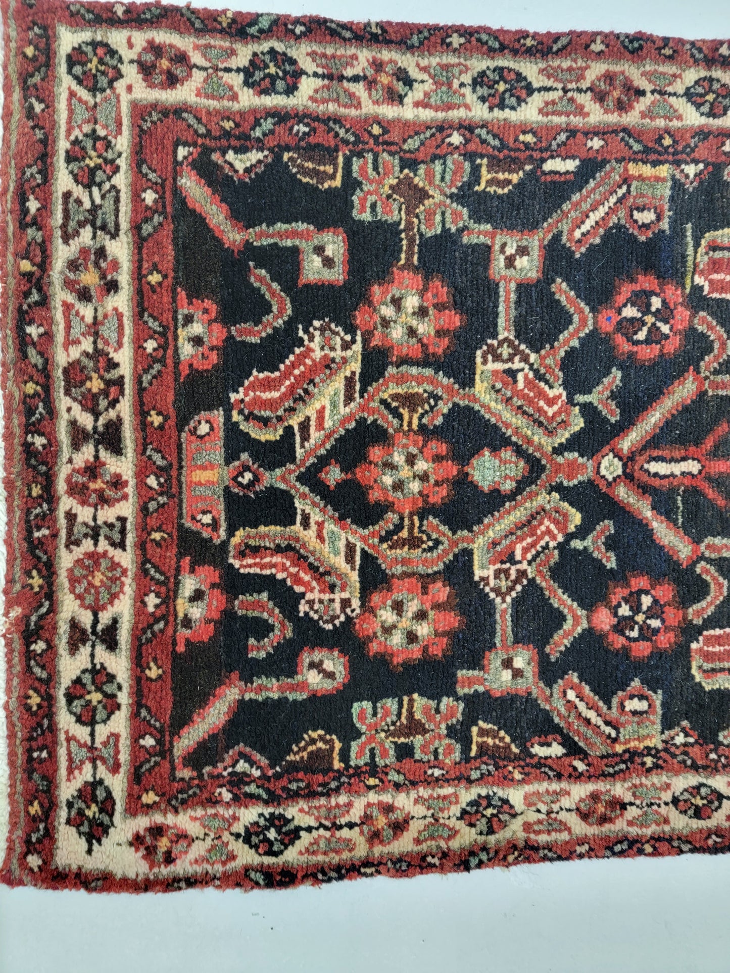 Antique Hand-Knotted Wool Runner Hamedan 2'4" x 13'