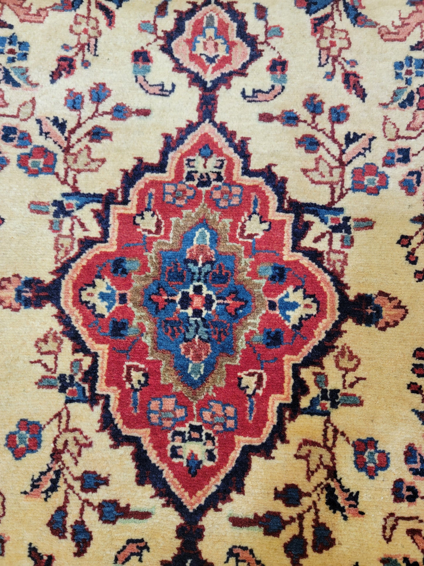 Antique Hand-Knotted Wool Runner Sarouk 2'5" x 13'1"