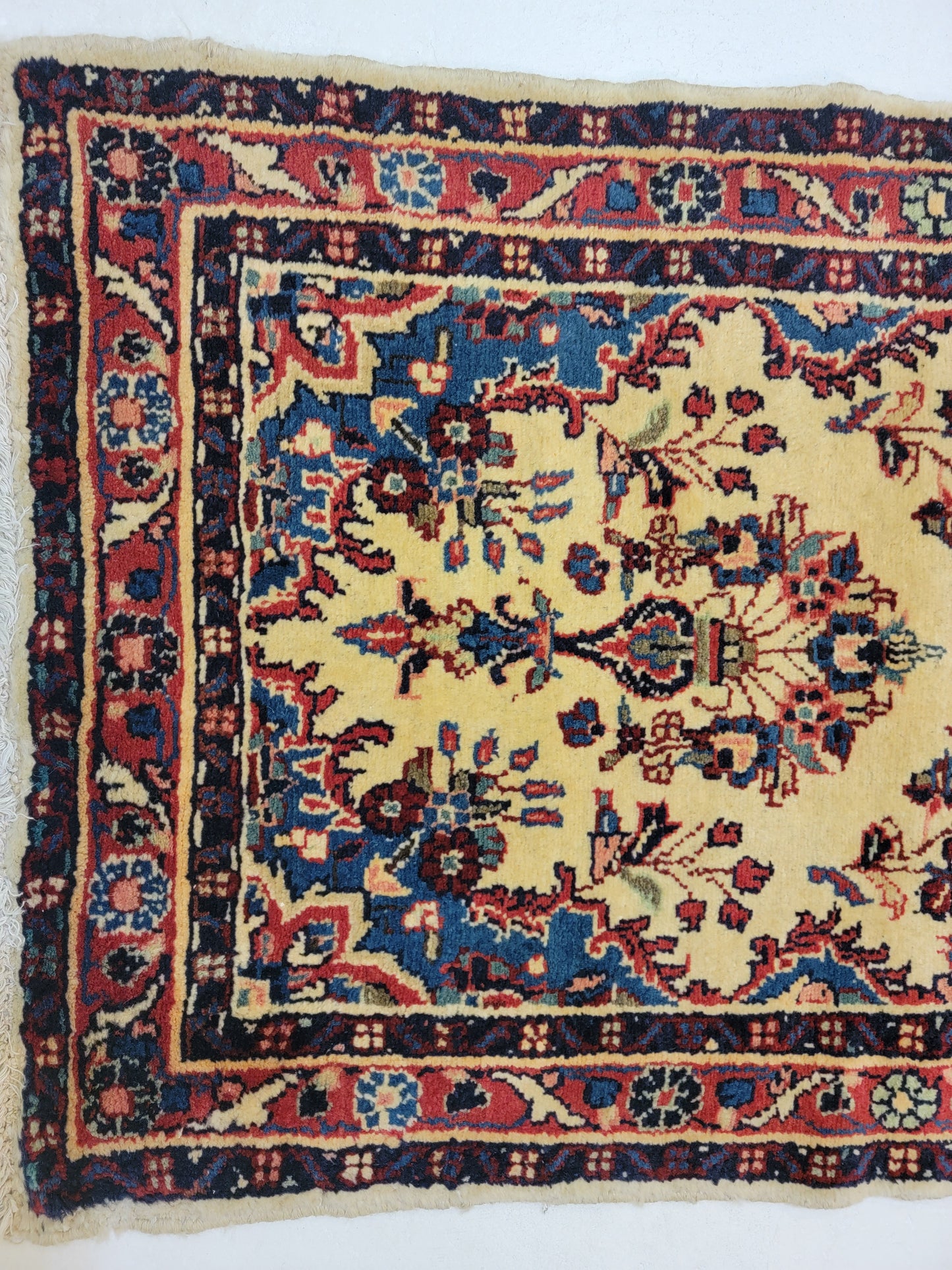 Antique Hand-Knotted Wool Runner Sarouk 2'5" x 13'1"