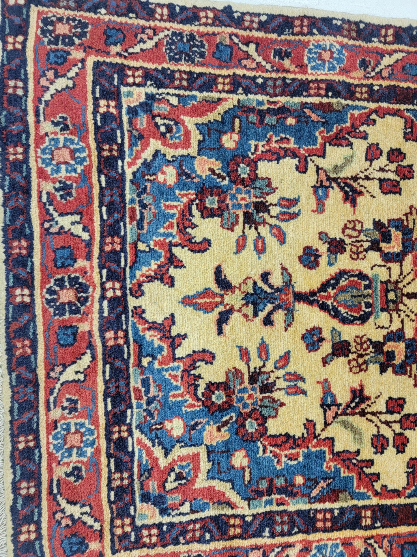 Antique Hand-Knotted Wool Runner Sarouk 2'5" x 13'1"
