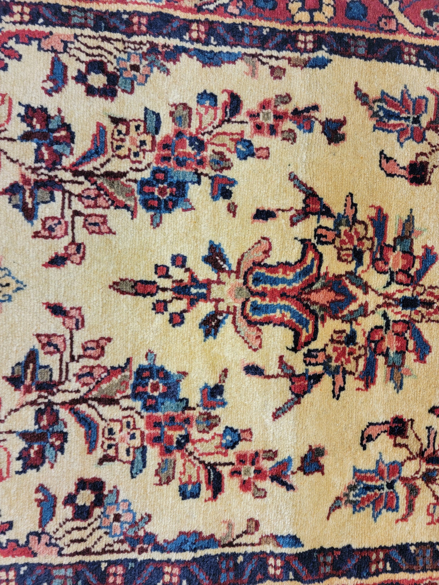 Antique Hand-Knotted Wool Runner Sarouk 2'5" x 13'1"