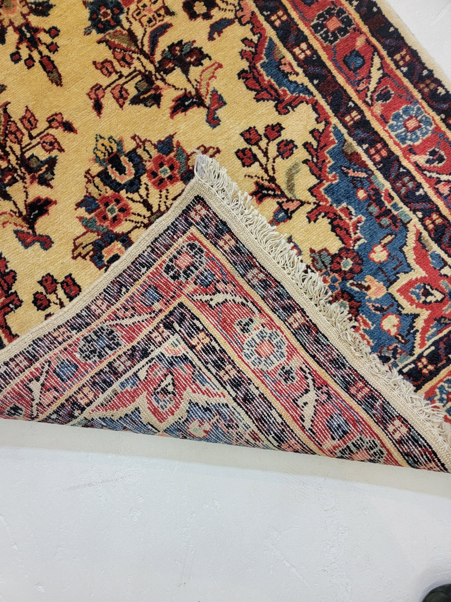 Antique Hand-Knotted Wool Runner Sarouk 2'5" x 13'1"