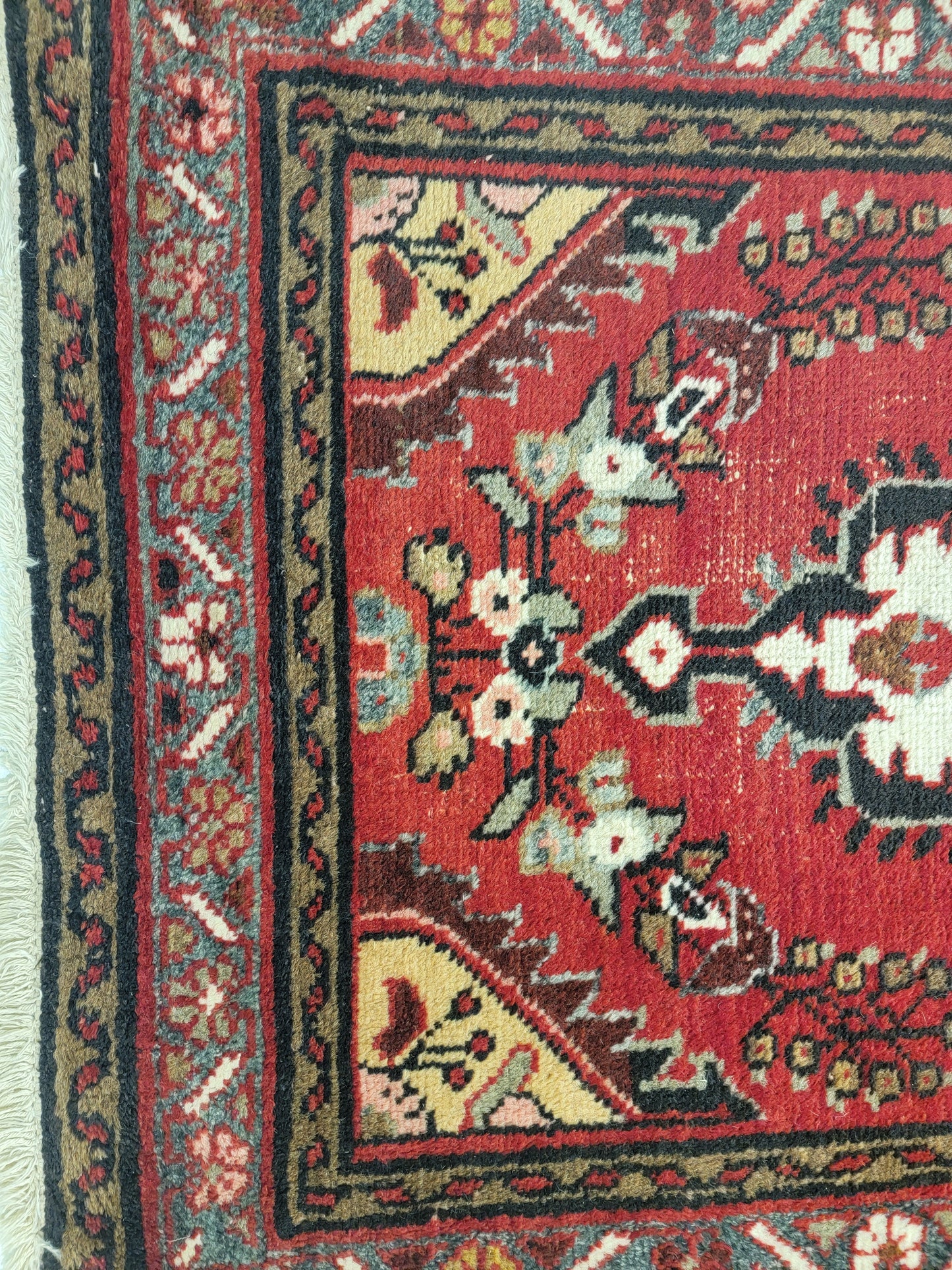 Antique Hand-Knotted Wool Runner Mahal 2'8" x 13'6"