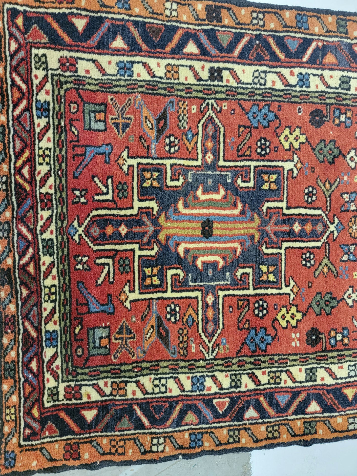 Antique Hand-Knotted Wool Runner Karajeh 2'6" x 26'4"