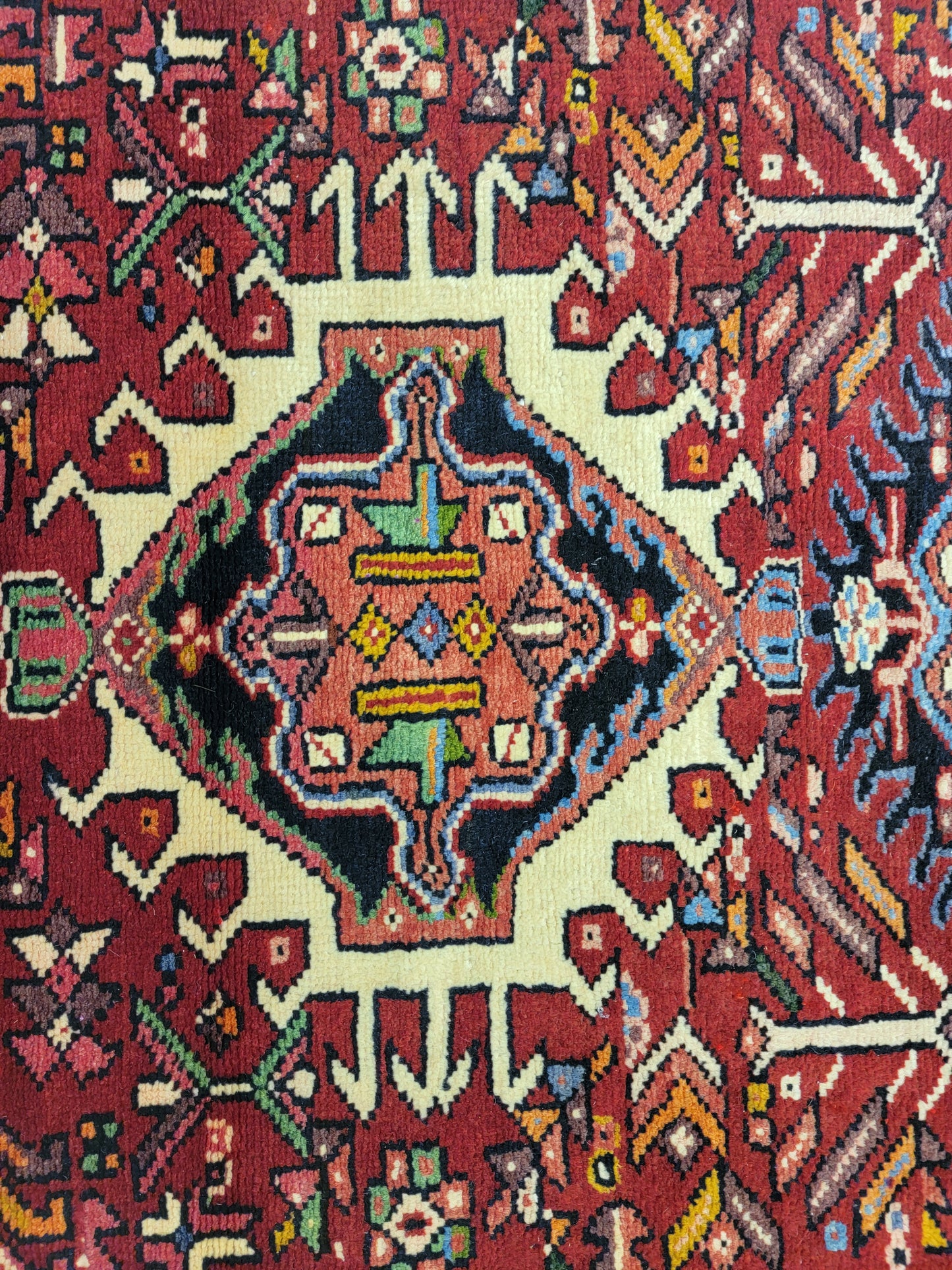 Antique Hand-Knotted Wool Runner Karajeh 3'5" x 18'