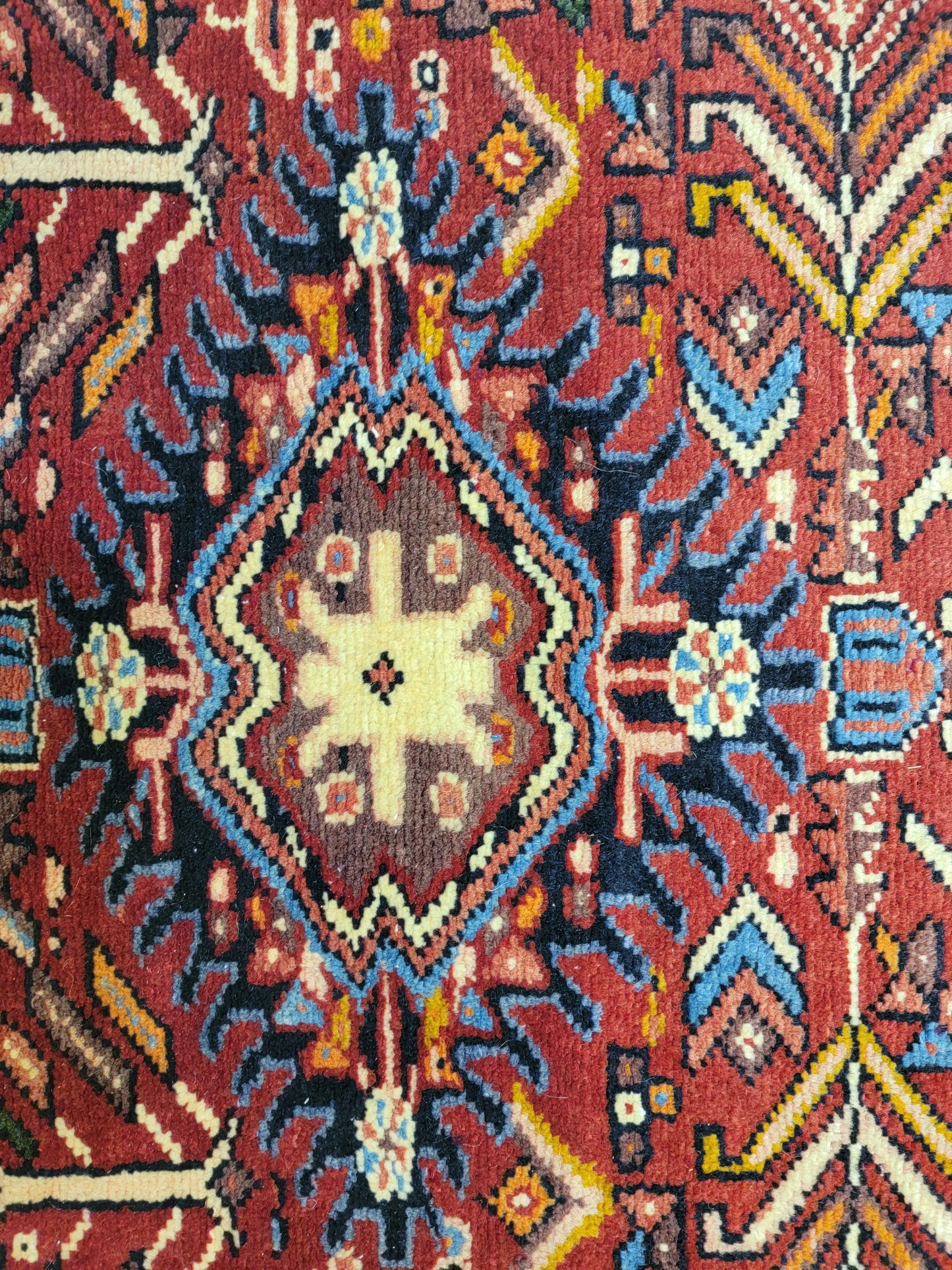 Antique Hand-Knotted Wool Runner Karajeh 3'5" x 18'