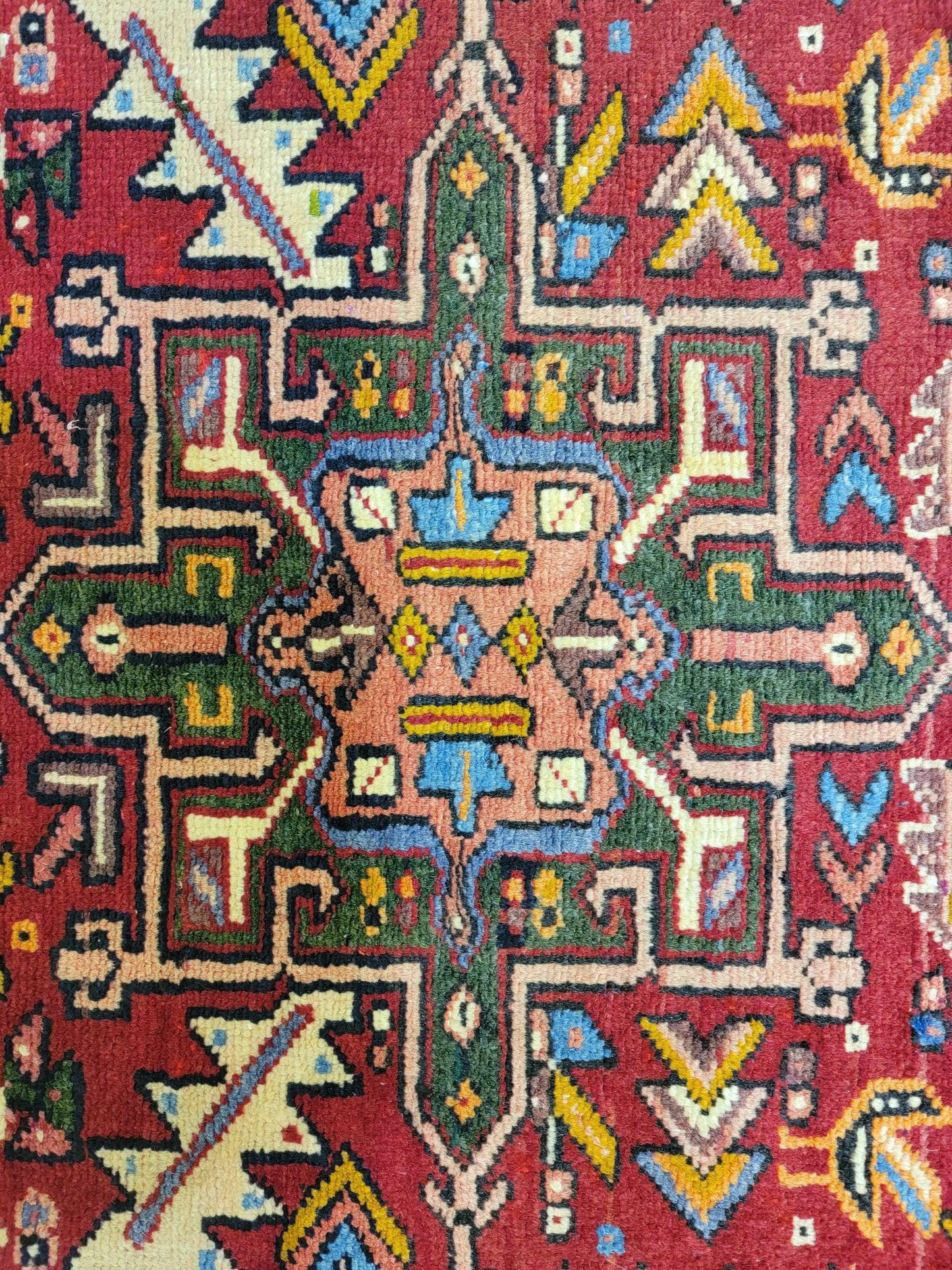Antique Hand-Knotted Wool Runner Karajeh 3'5" x 18'