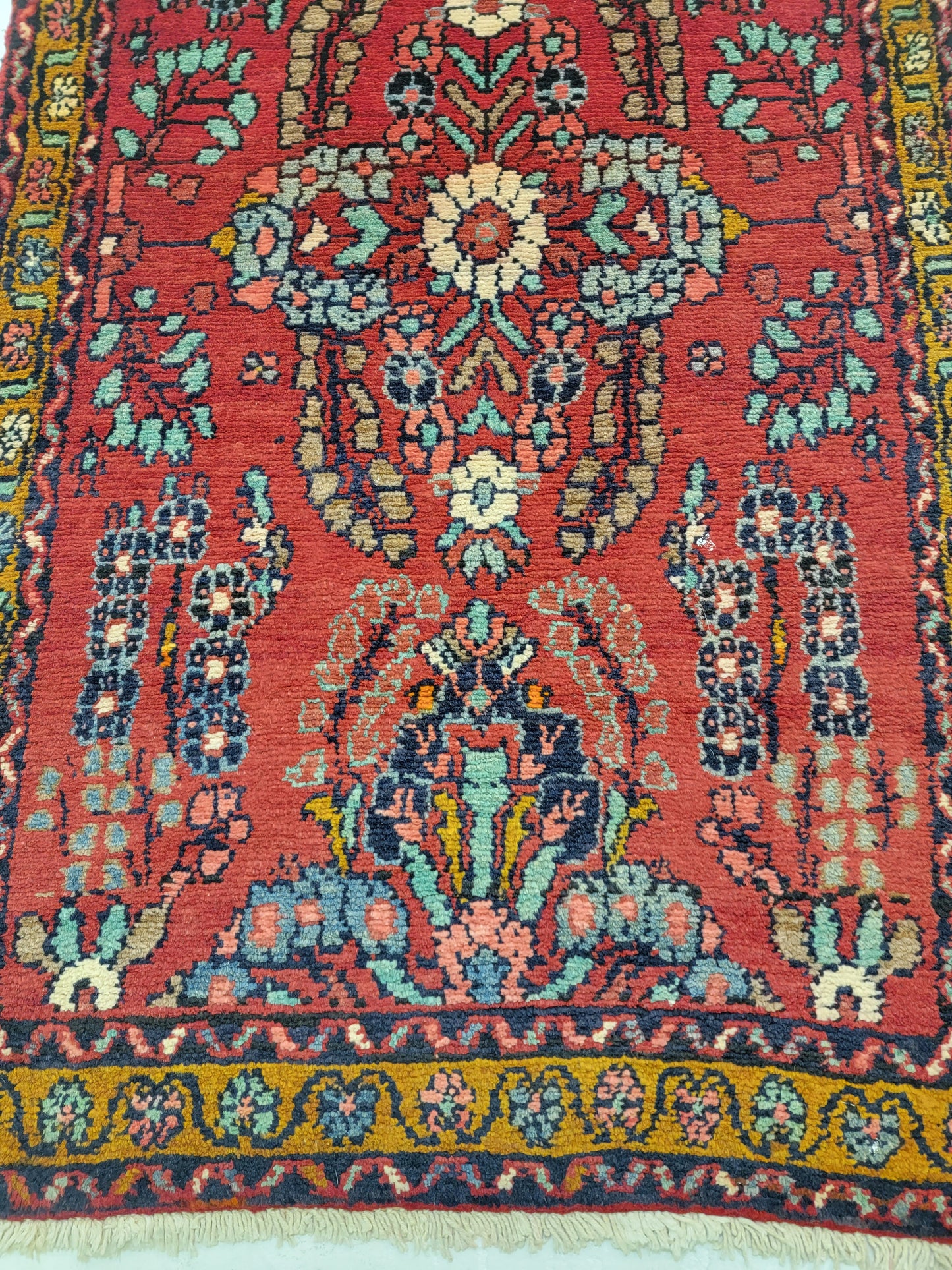 Antique Hand-Knotted Wool Runner Hamedan 2'10" x 17'3"