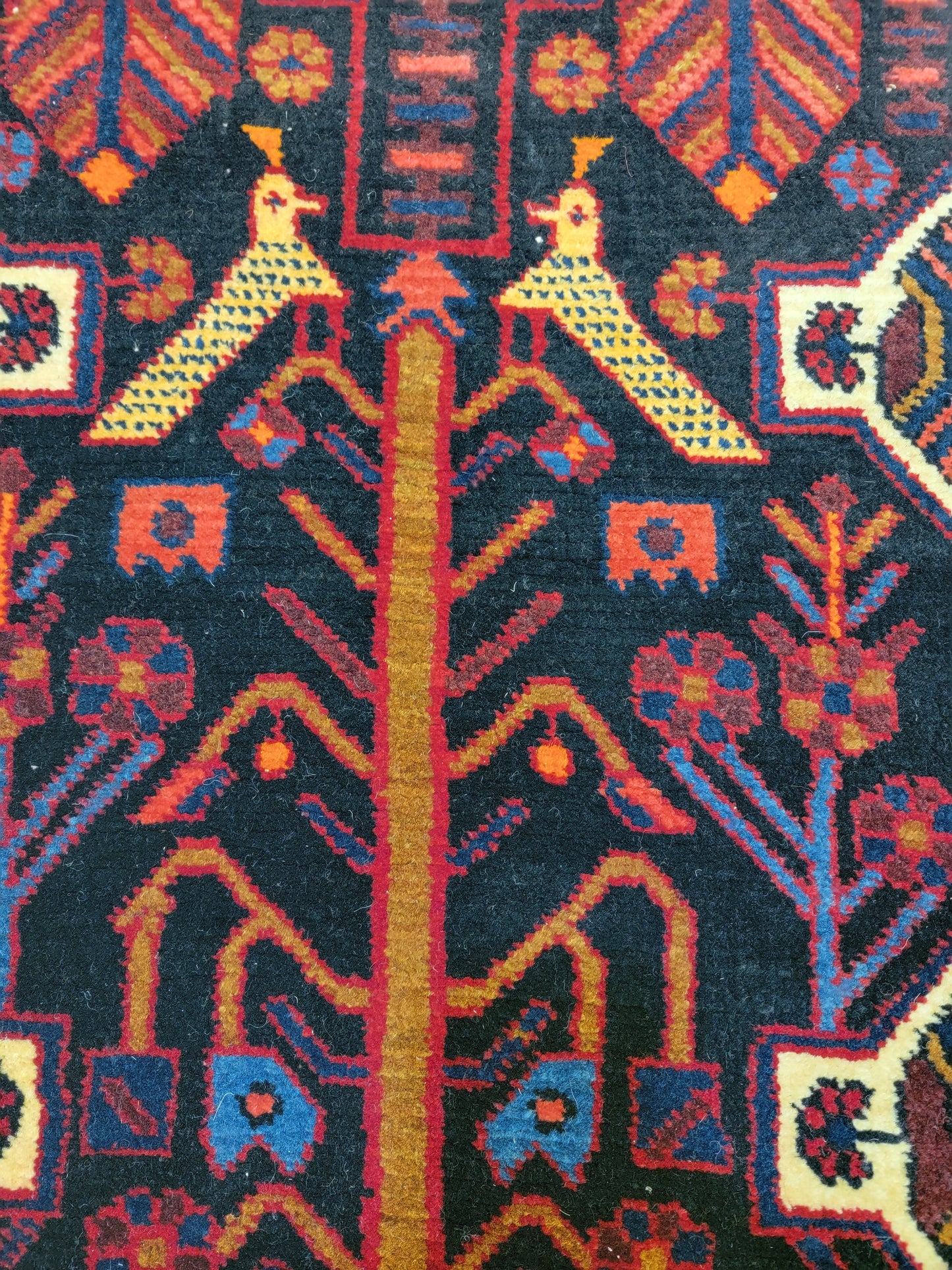 Antique Hand-Knotted Wool Runner Nahavand Hamedan 3'6" x 17'3"