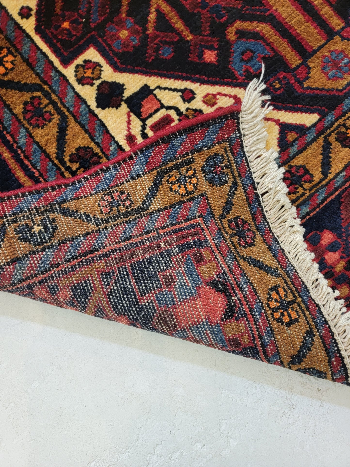 Antique Hand-Knotted Wool Runner Nahavand Hamedan 3'6" x 17'3"
