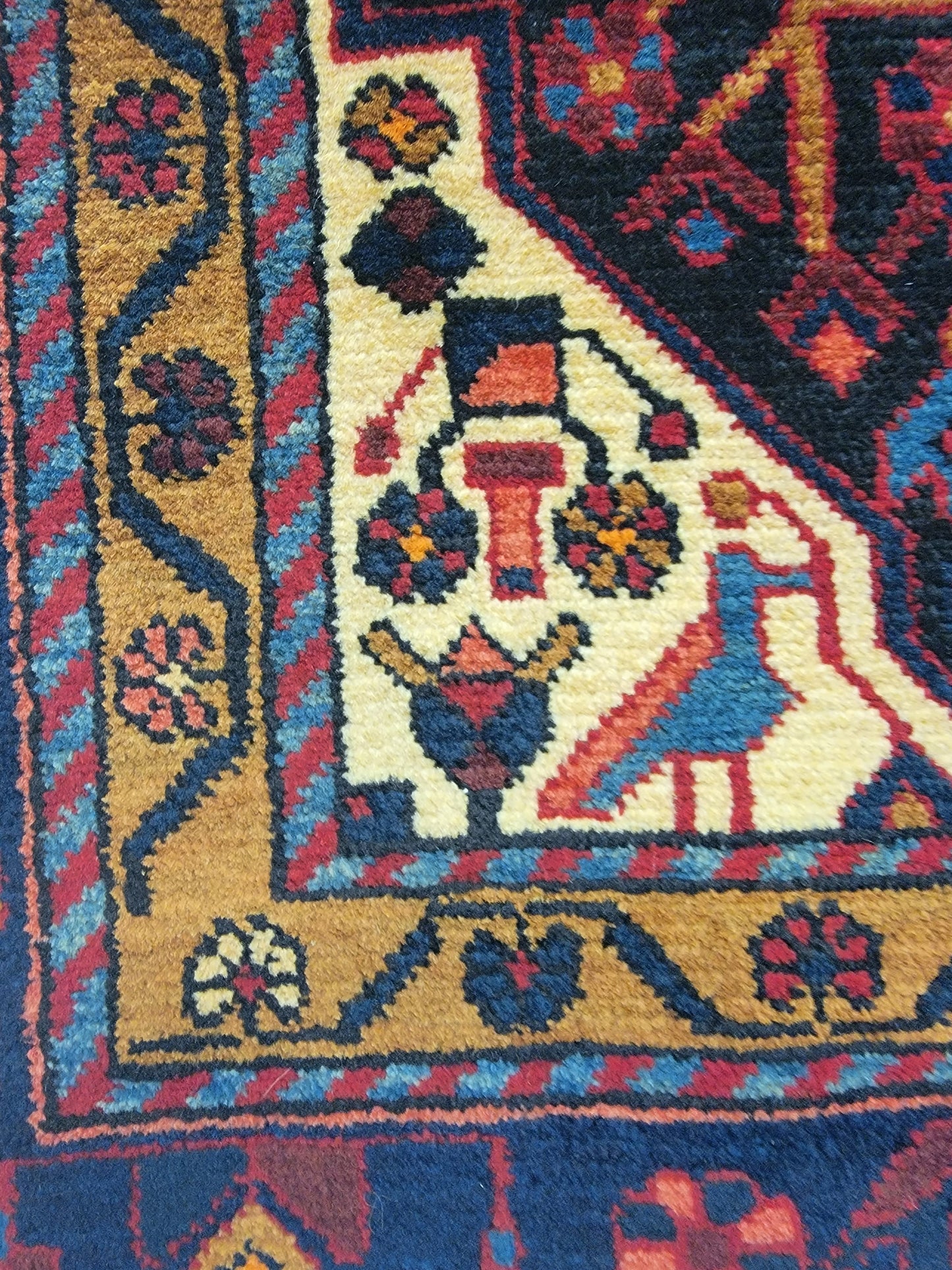 Antique Hand-Knotted Wool Runner Nahavand Hamedan 3'6" x 17'3"