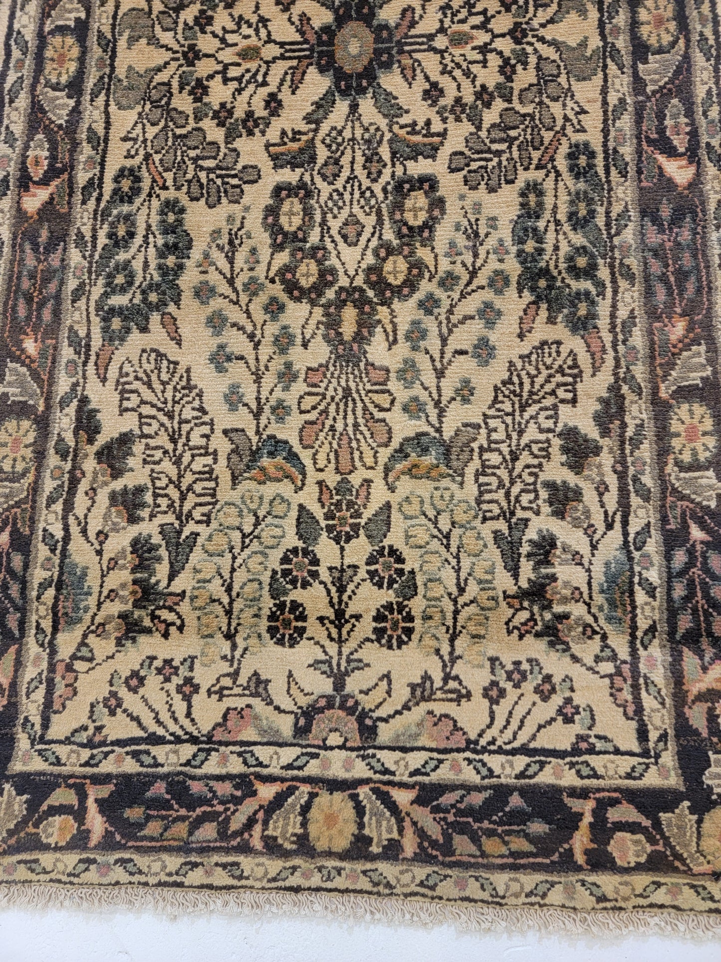 Antique Hand-Knotted Wool Runner Hamedan Rudbar 3' x 18'