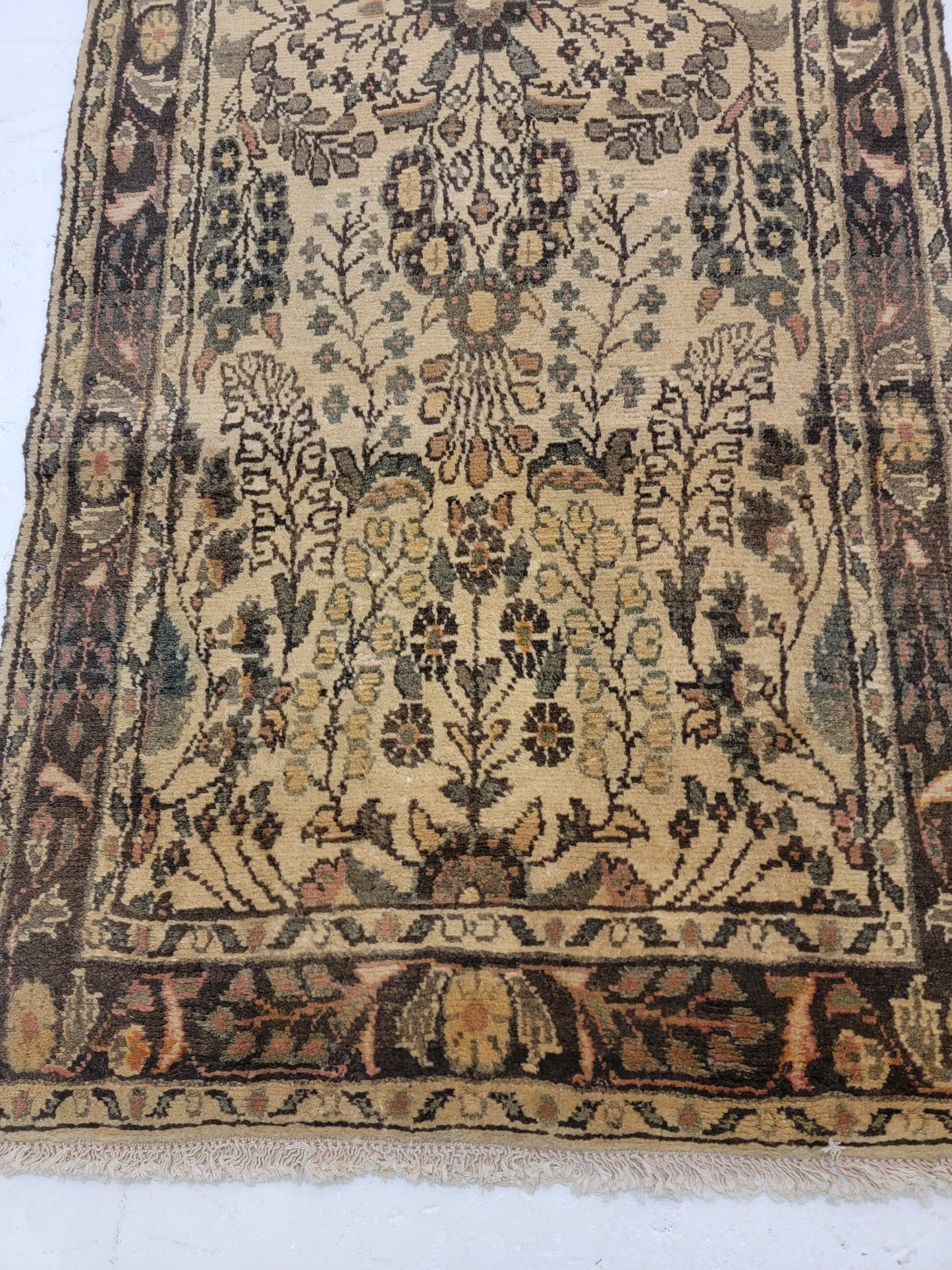 Antique Hand-Knotted Wool Runner Hamedan Rudbar 3' x 18'