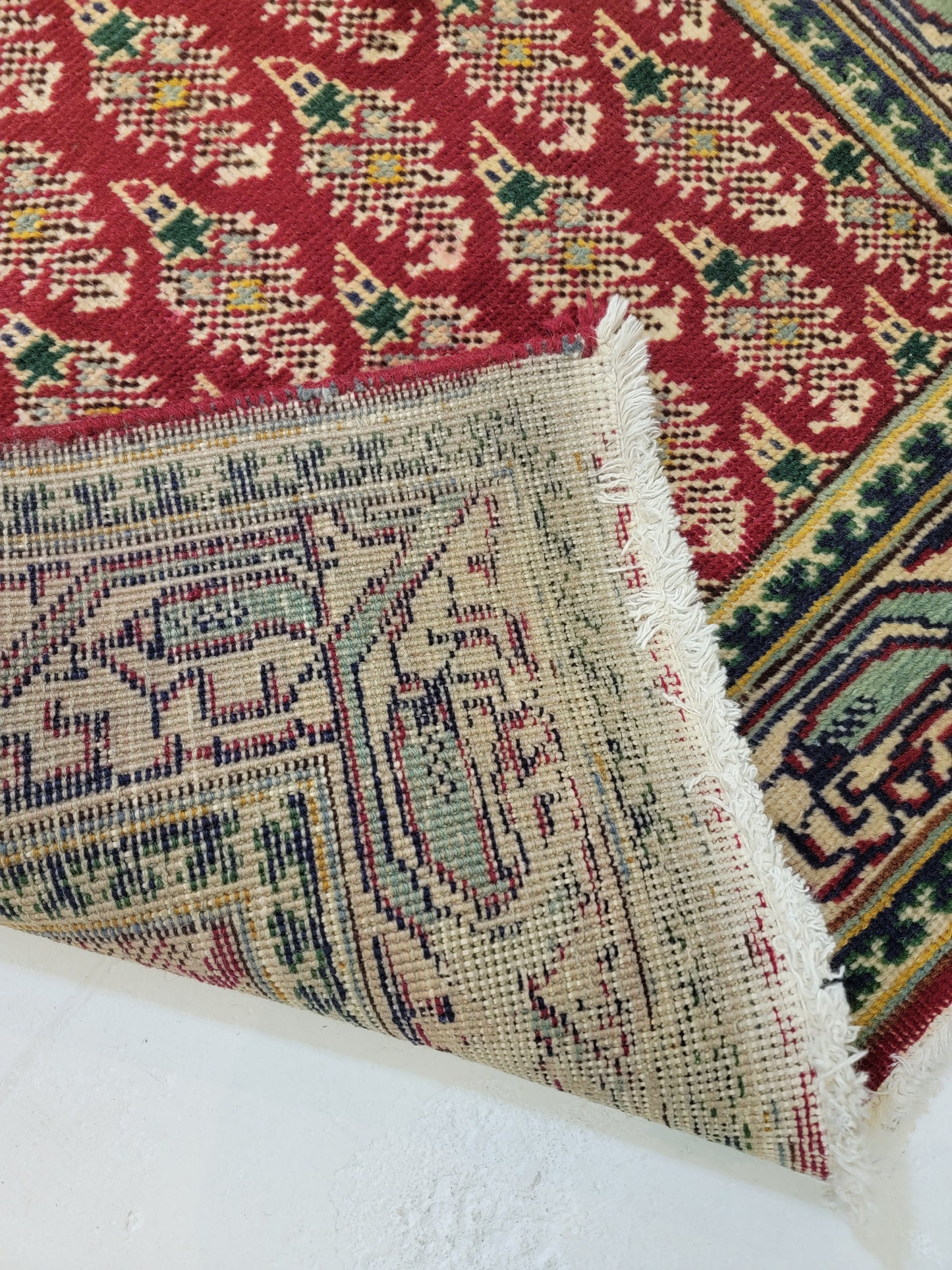 Antique Hand-Knotted Wool Runner Tabriz Mir/Saraband 3'3" x 20'