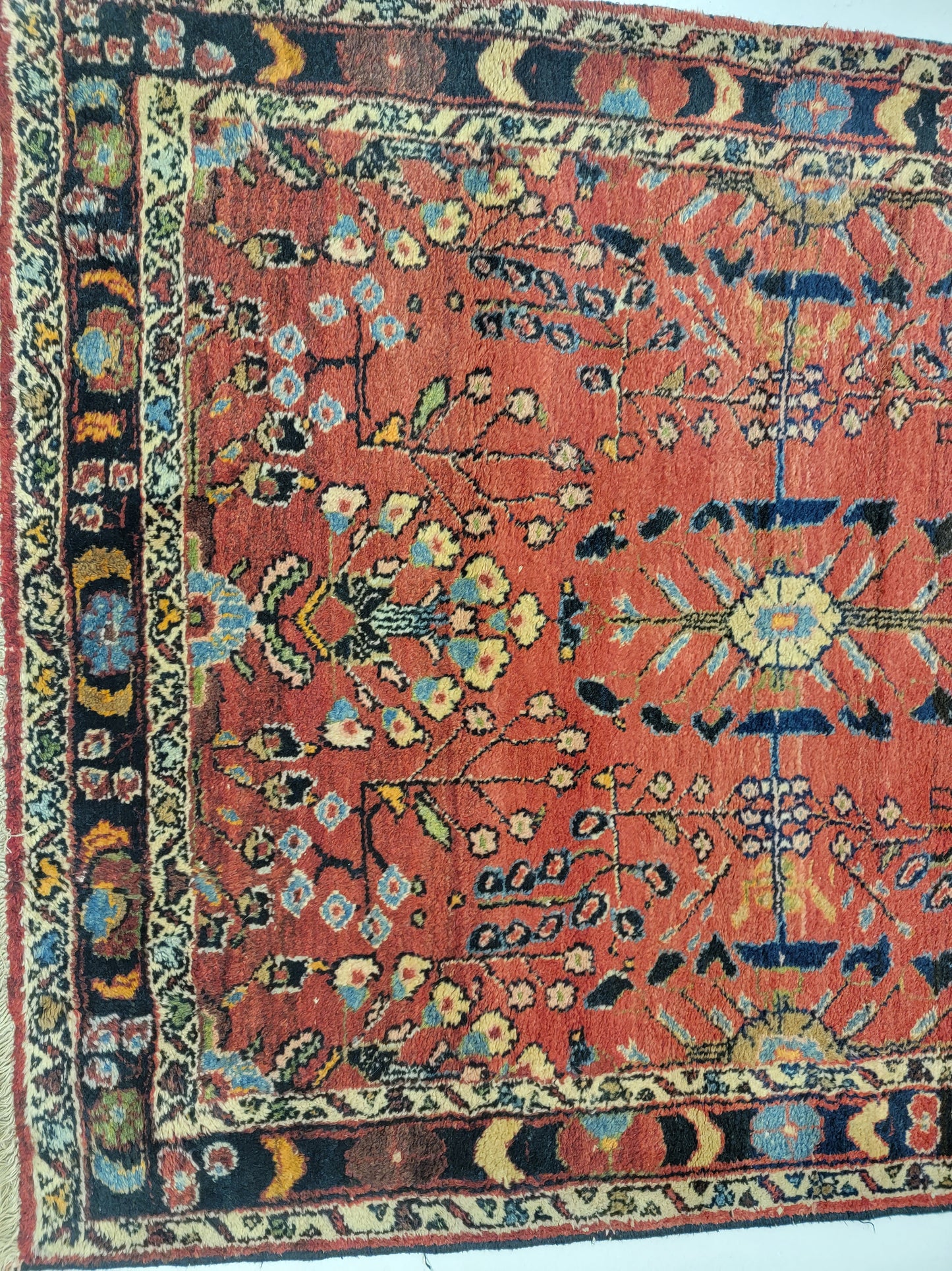 Antique Hand-Knotted Wool Runner Hamedan Rudbar 3'11" x 16'11"