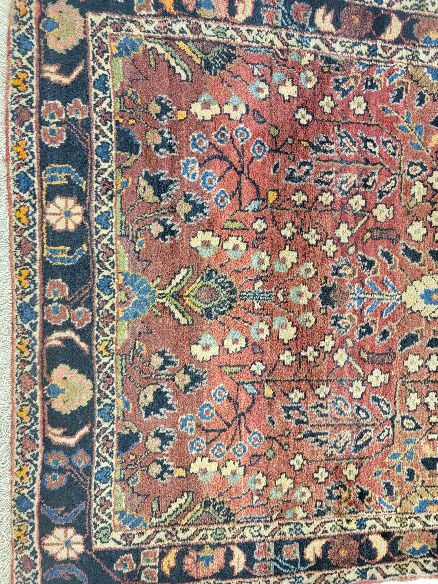 Antique Hand-Knotted Wool Runner Hamedan Rudbar 3'11" x 16'11"