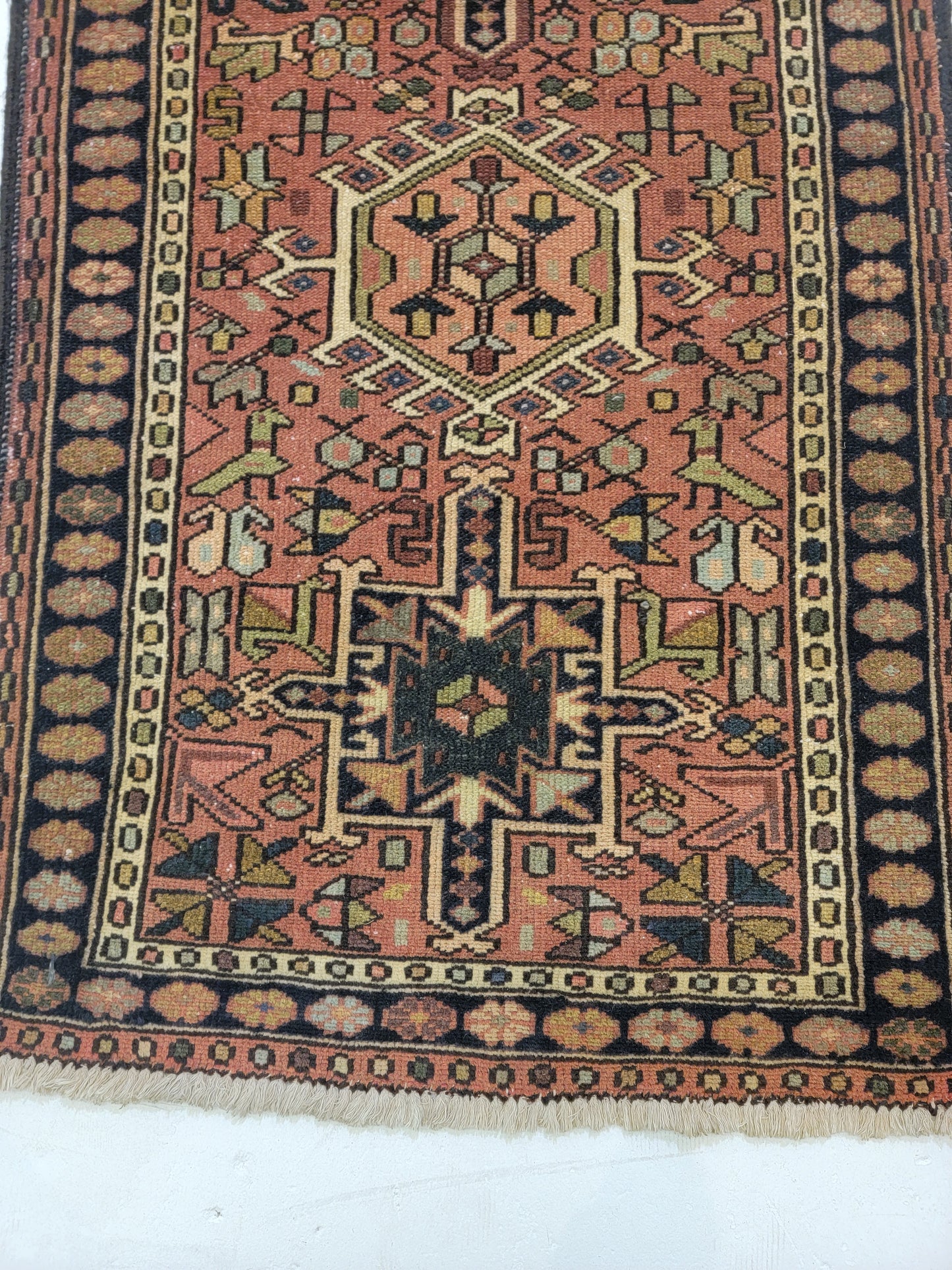 Antique Hand-Knotted Wool Runner Heriz Karajeh 2'8" x 16'3"