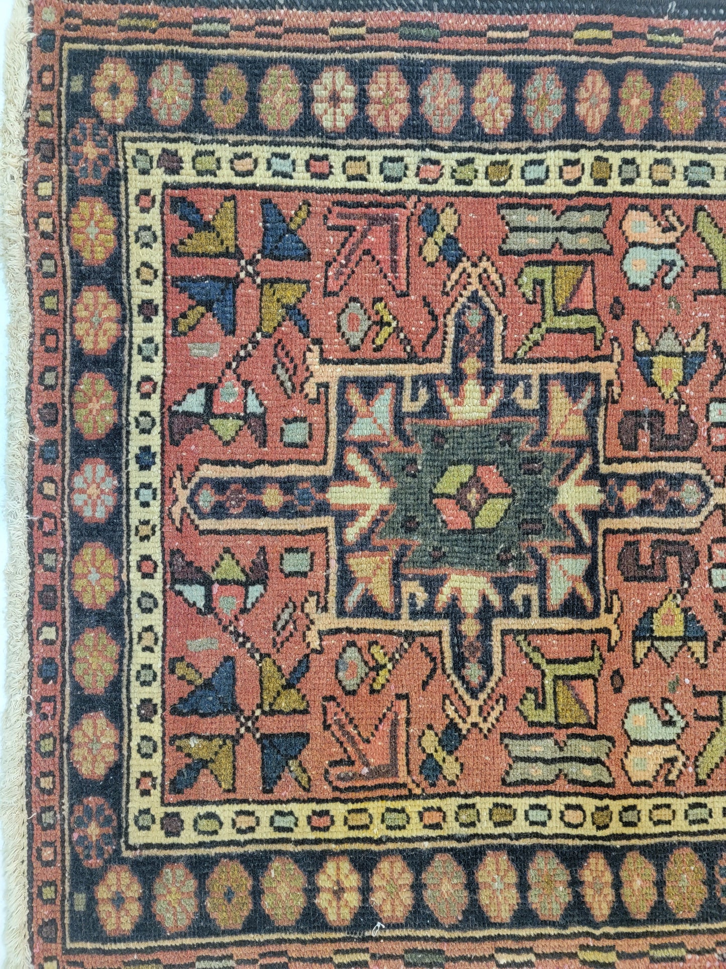 Antique Hand-Knotted Wool Runner Heriz Karajeh 2'8" x 16'3"