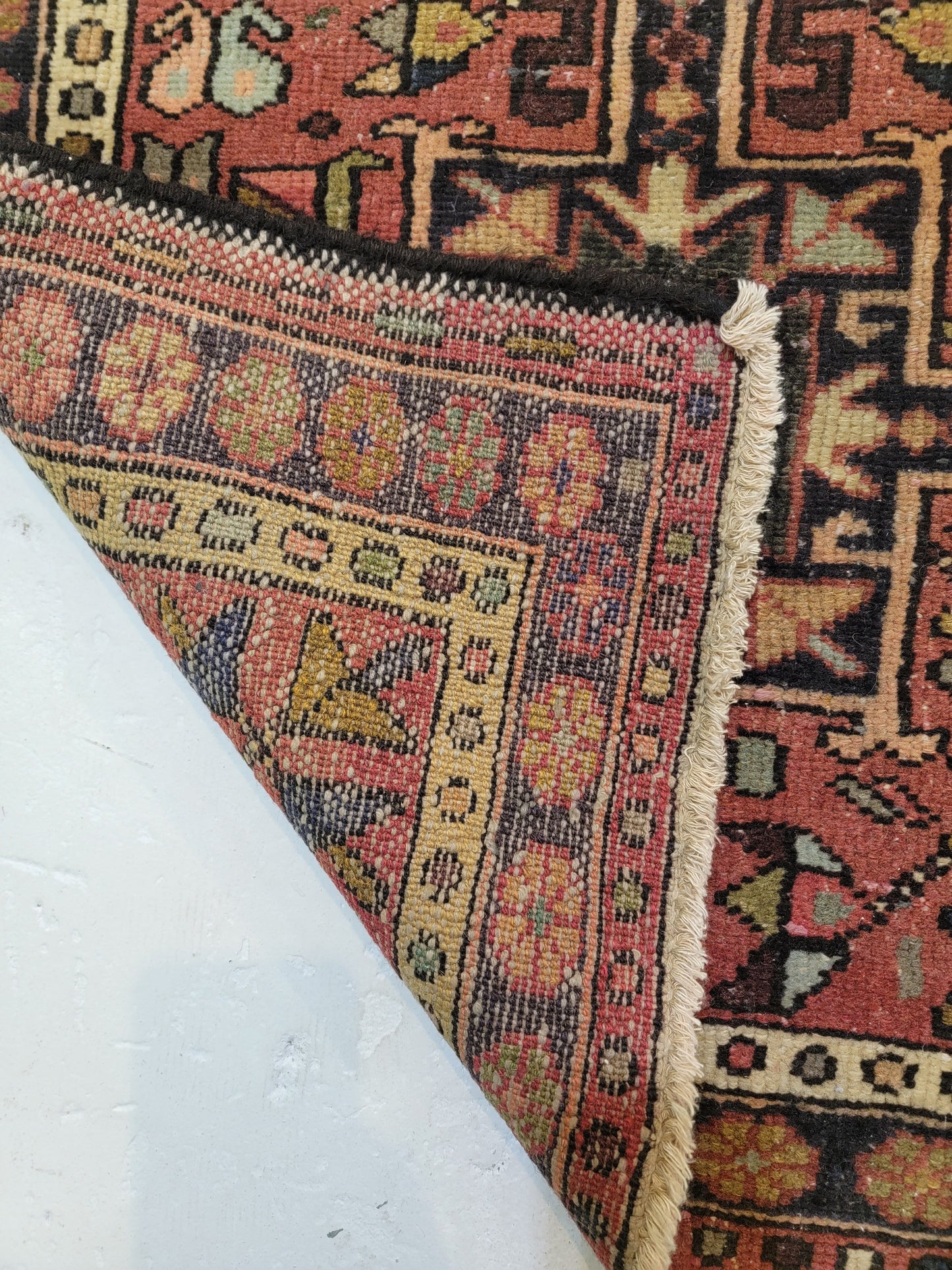 Antique Hand-Knotted Wool Runner Heriz Karajeh 2'8" x 16'3"