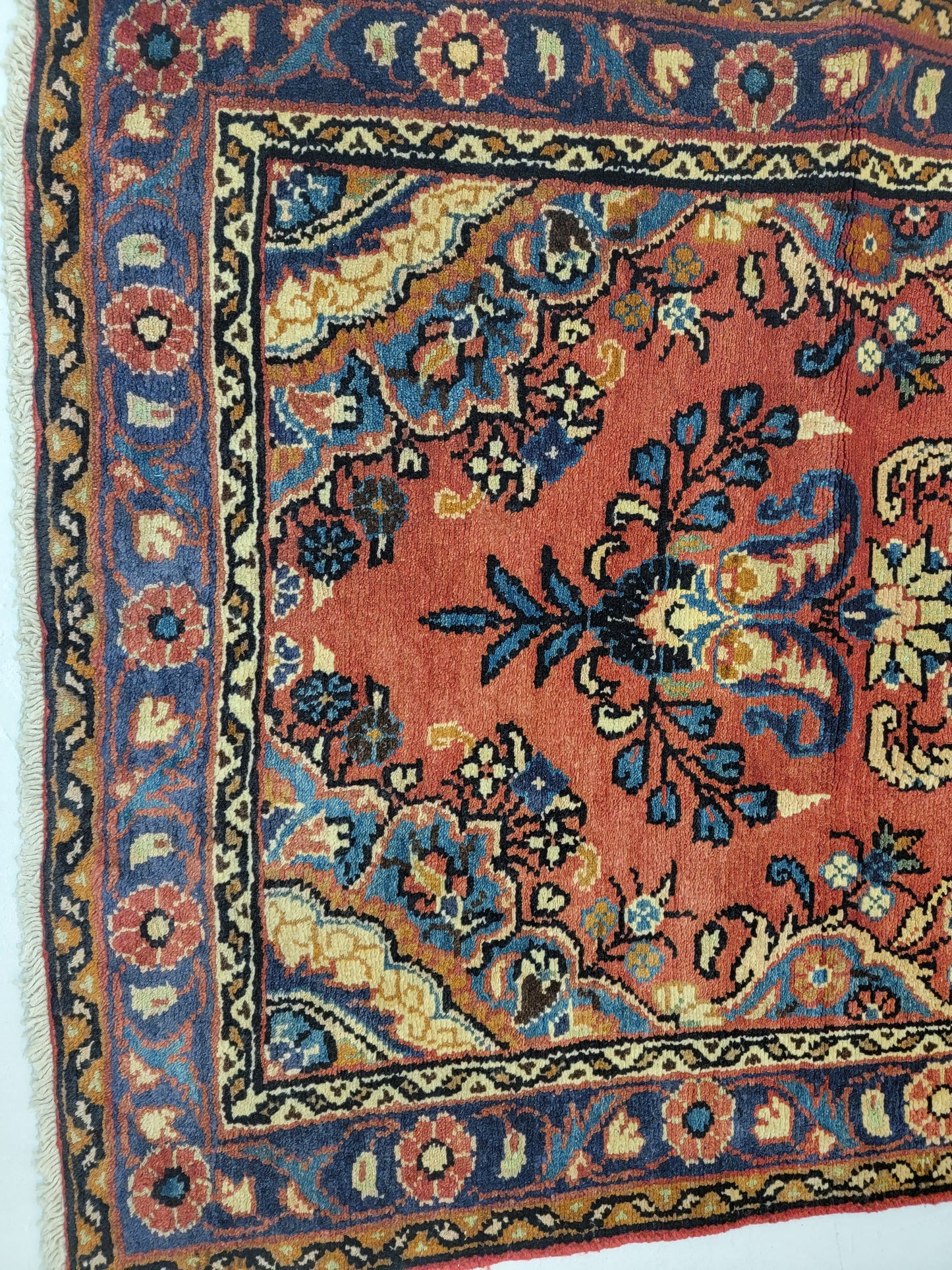 Antique Hand-Knotted Wool Runner Hamedan Borchaloo 3'2" x 18'2"