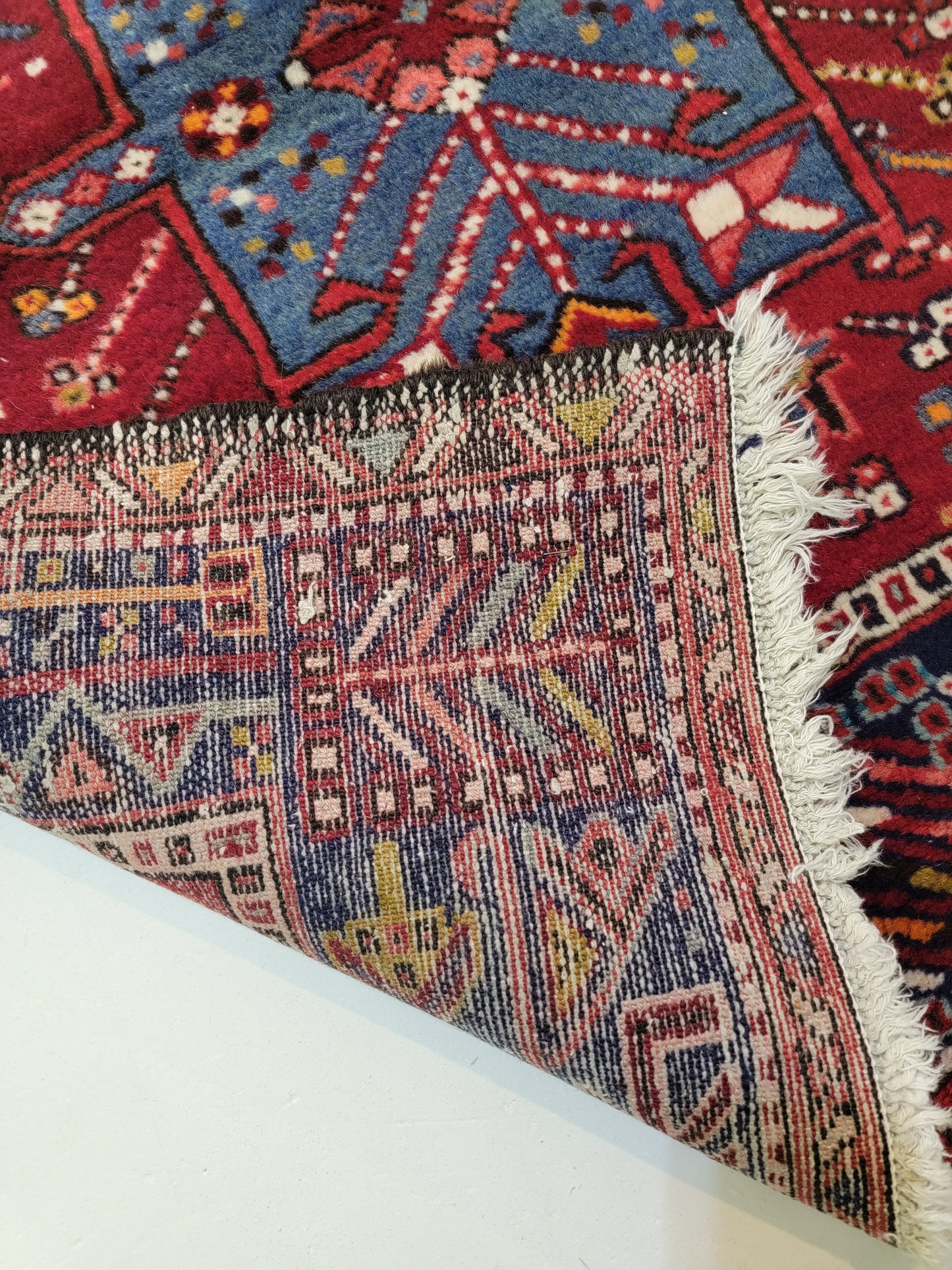 Antique Hand-Knotted Wool Runner Heriz Karajeh 3'5" x 18'