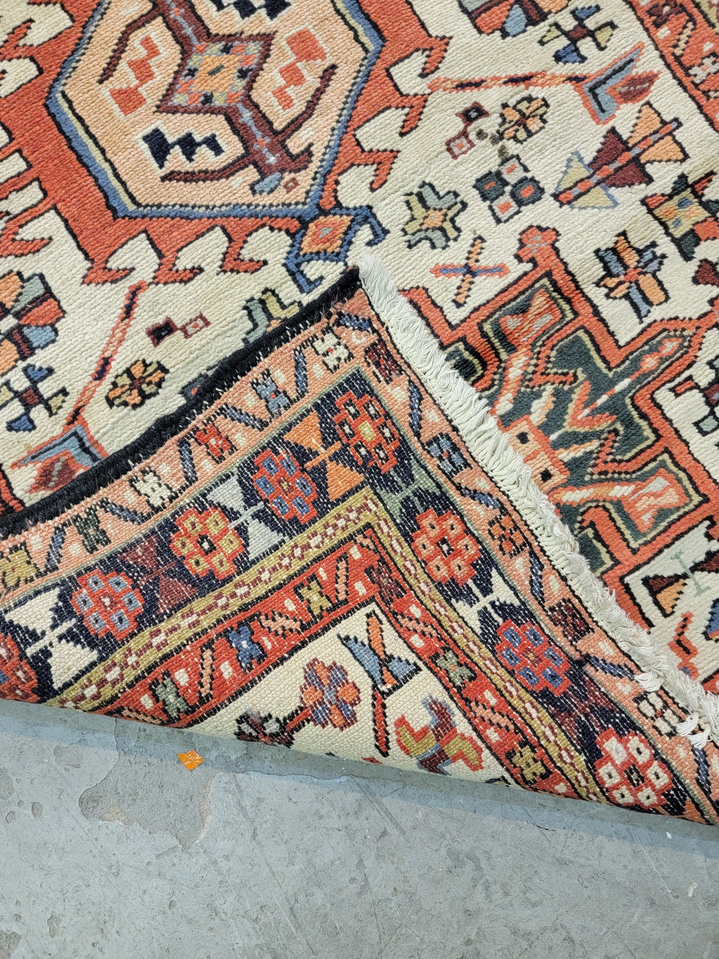 Antique Hand-Knotted Wool Runner Heriz Karajeh 3'1" x 46'8"