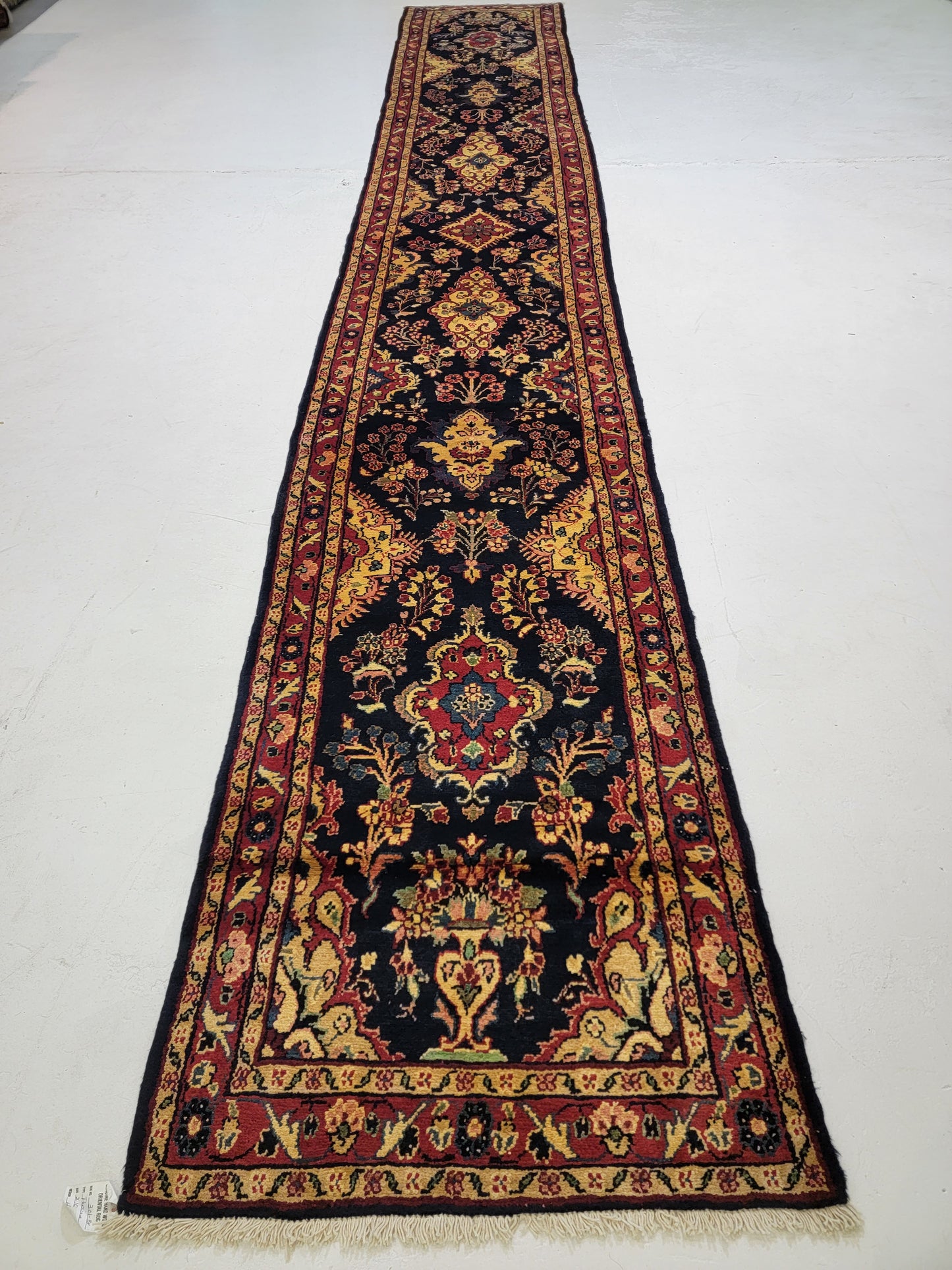 Antique Hand-Knotted Wool Runner Hamedan 2'10" x 20'3"