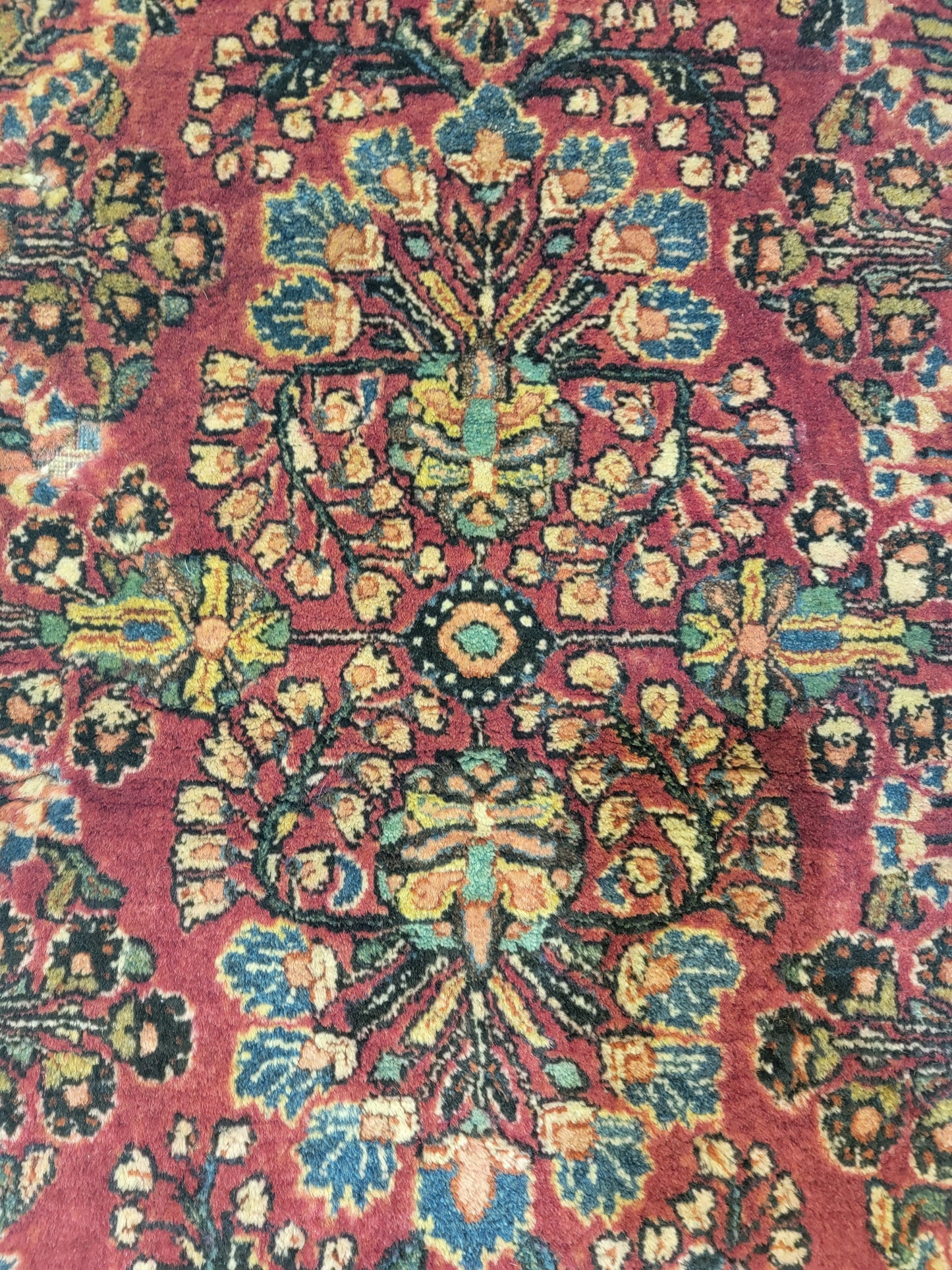 Antique Hand-Knotted Wool Runner Sarouk Mohajeran 2'6" x 6'6"