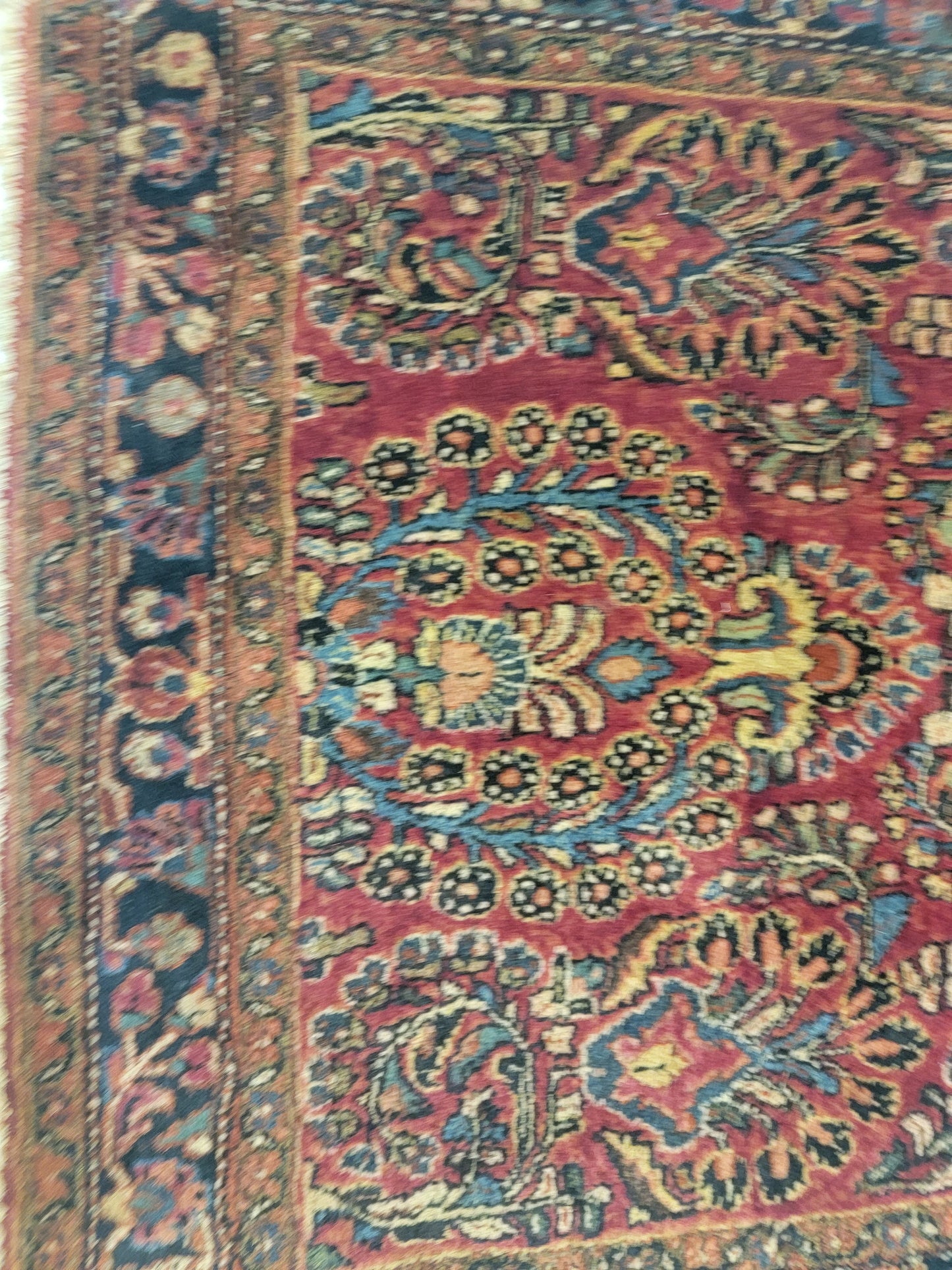 Antique Hand-Knotted Wool Runner Sarouk Mohajeran 2'6" x 6'6"