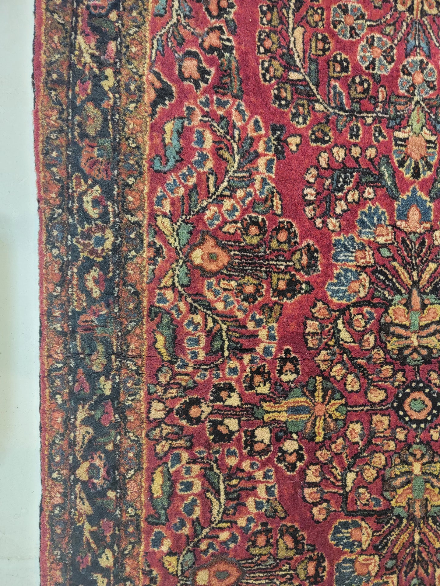 Antique Hand-Knotted Wool Runner Sarouk Mohajeran 2'6" x 6'6"