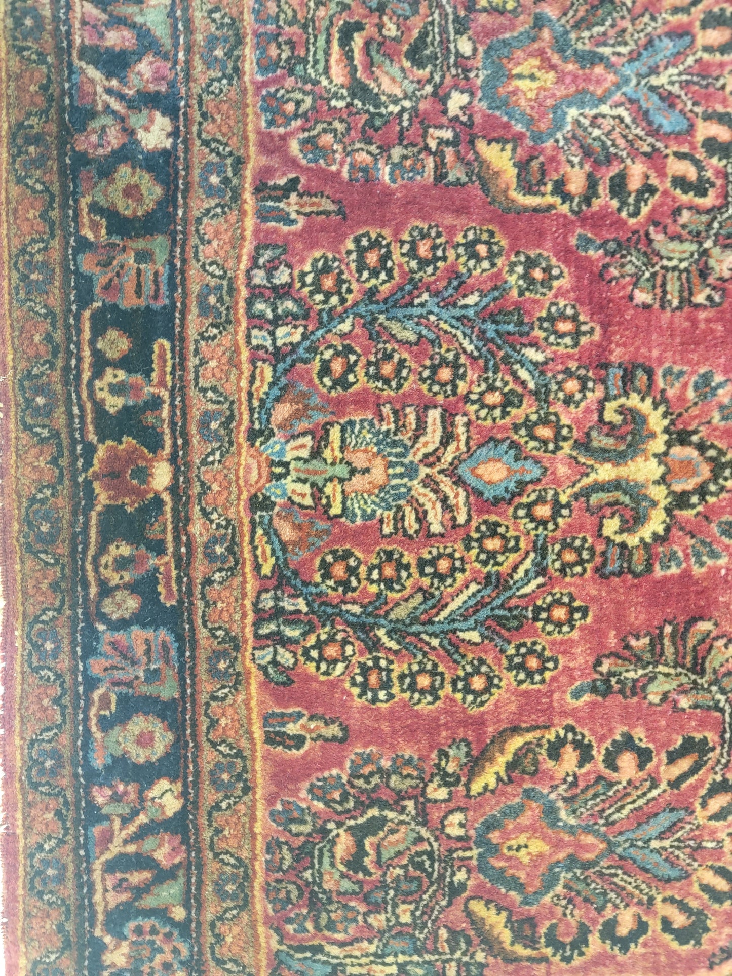 Antique Hand-Knotted Wool Runner Sarouk Mohajeran 2'6" x 6'6"