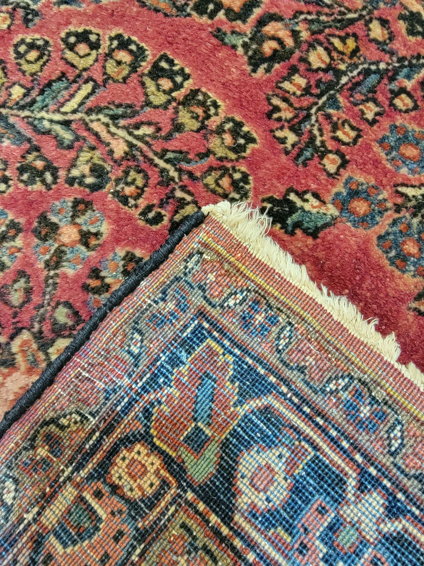 Antique Hand-Knotted Wool Runner Sarouk Mohajeran 2'6" x 6'6"